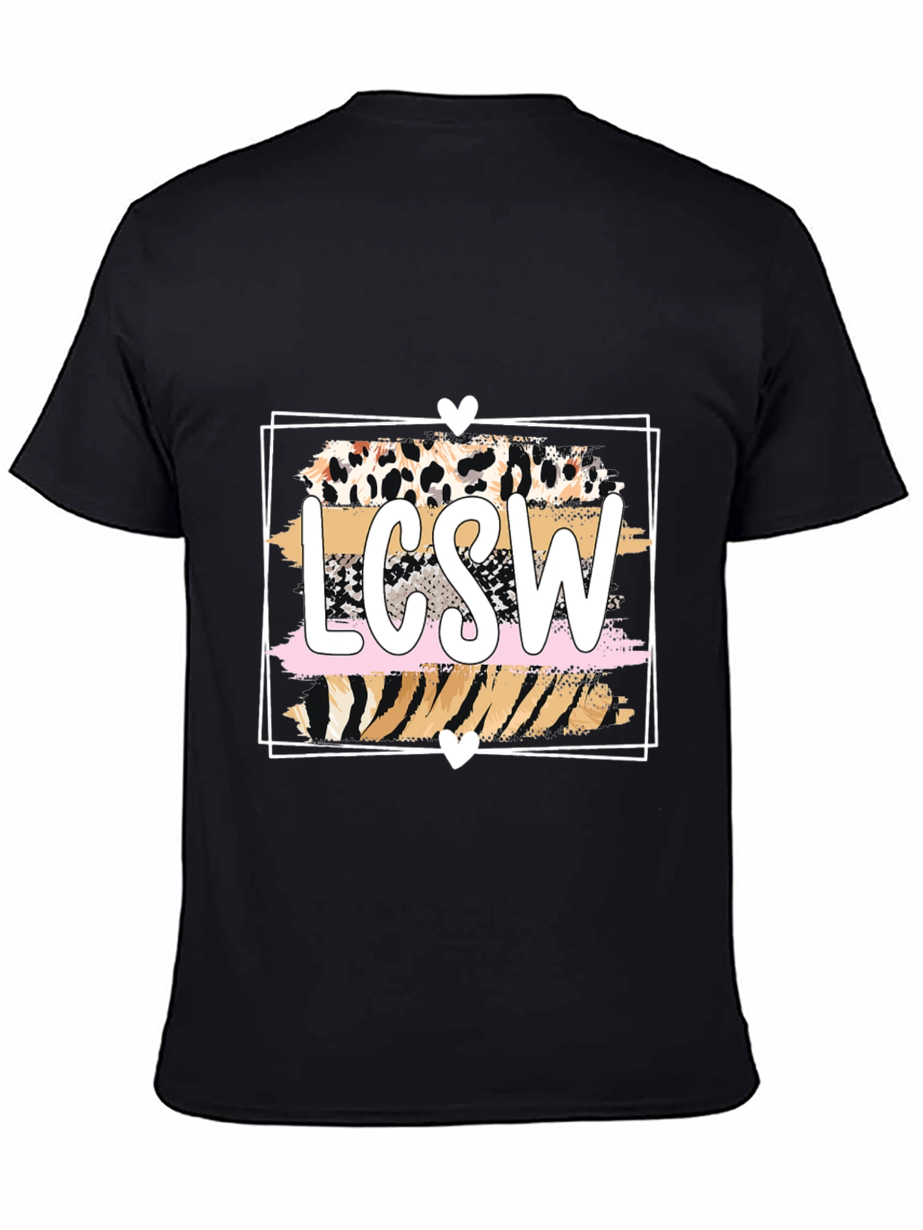 Black LCSW Leopard Print Graphic T-Shirt view 4