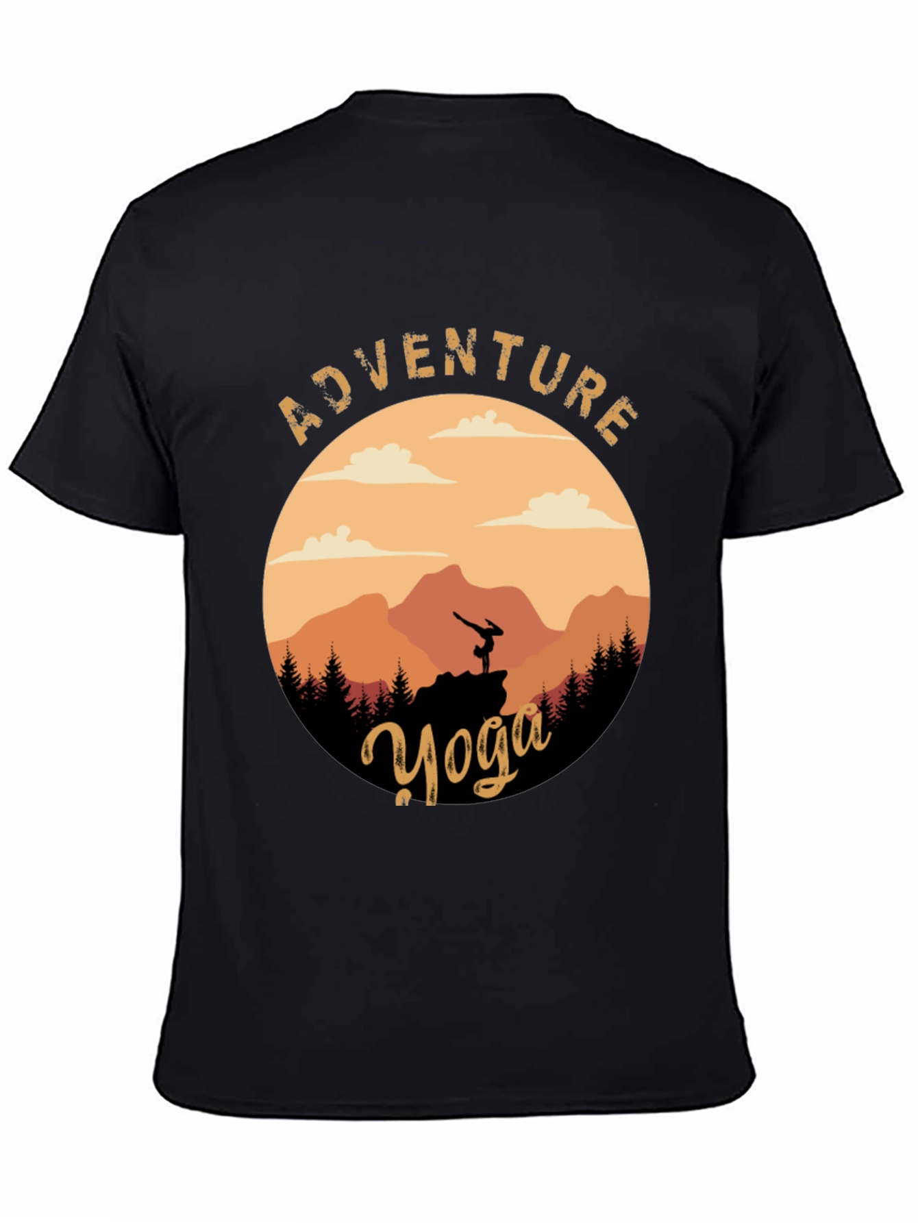 Black Adventure Yoga Graphic Tee - Nature & Fitness view 4