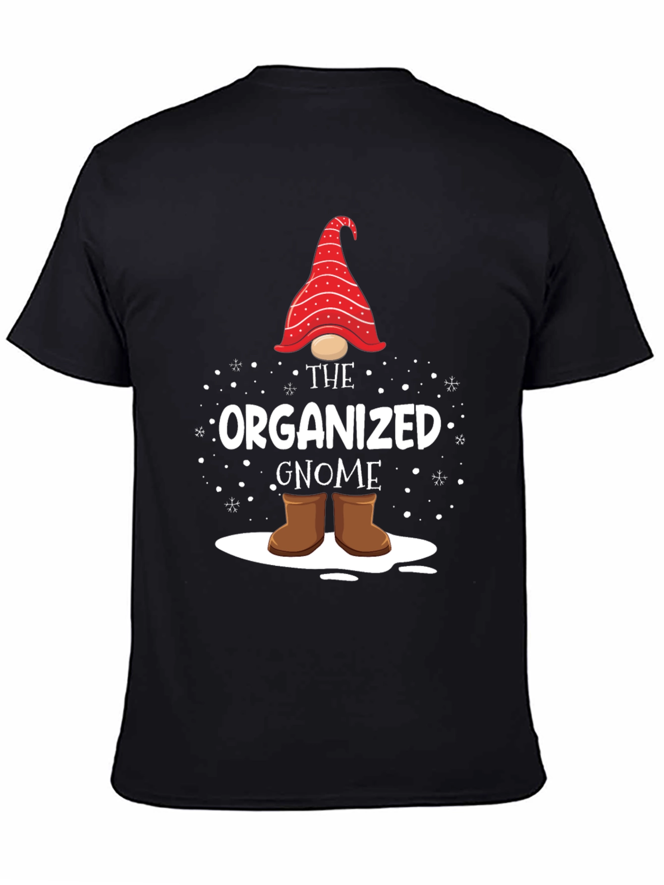 Black Organized Gnome Graphic T-Shirt view 4