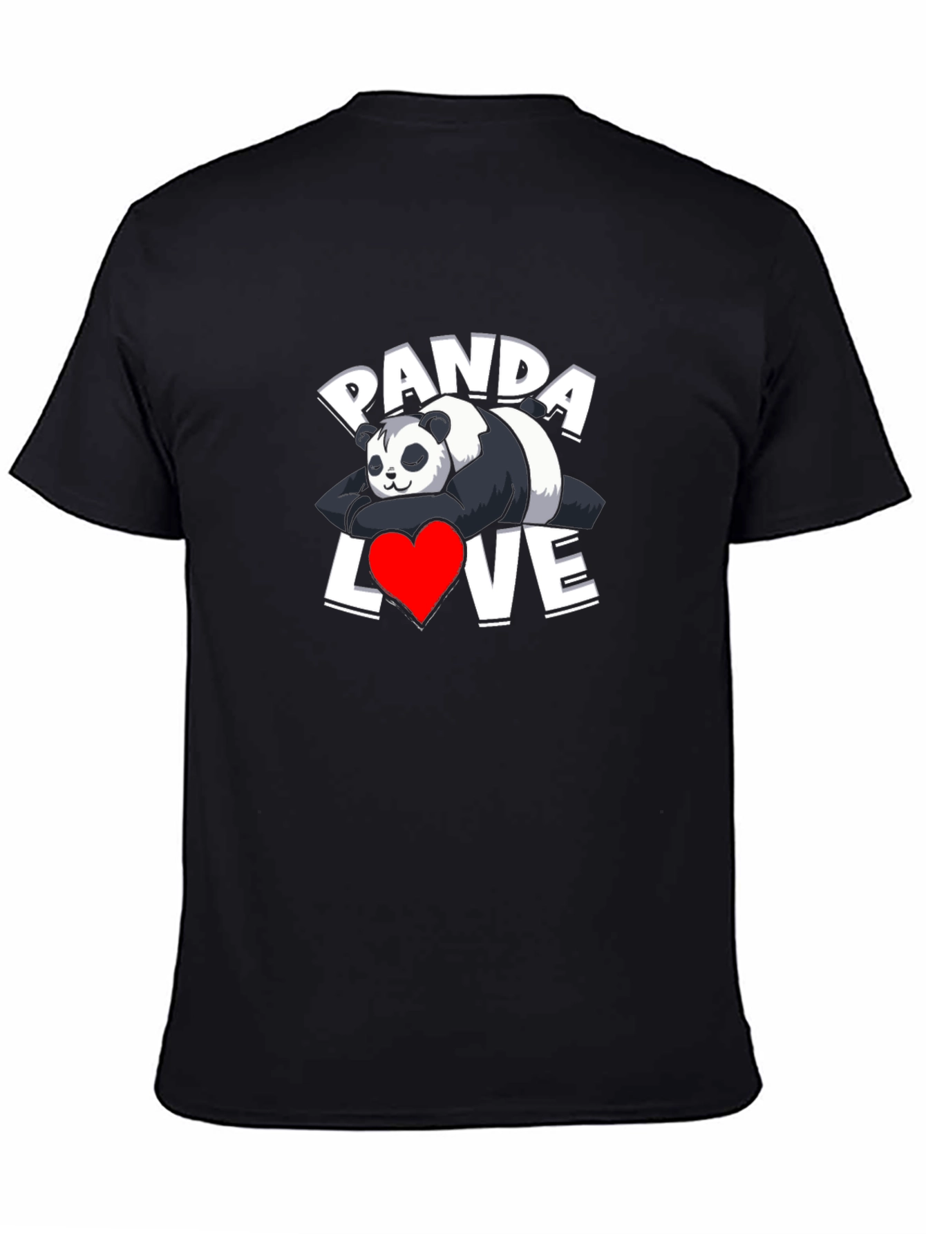 Black Panda Love Graphic T-Shirt - Casual Wear view 4