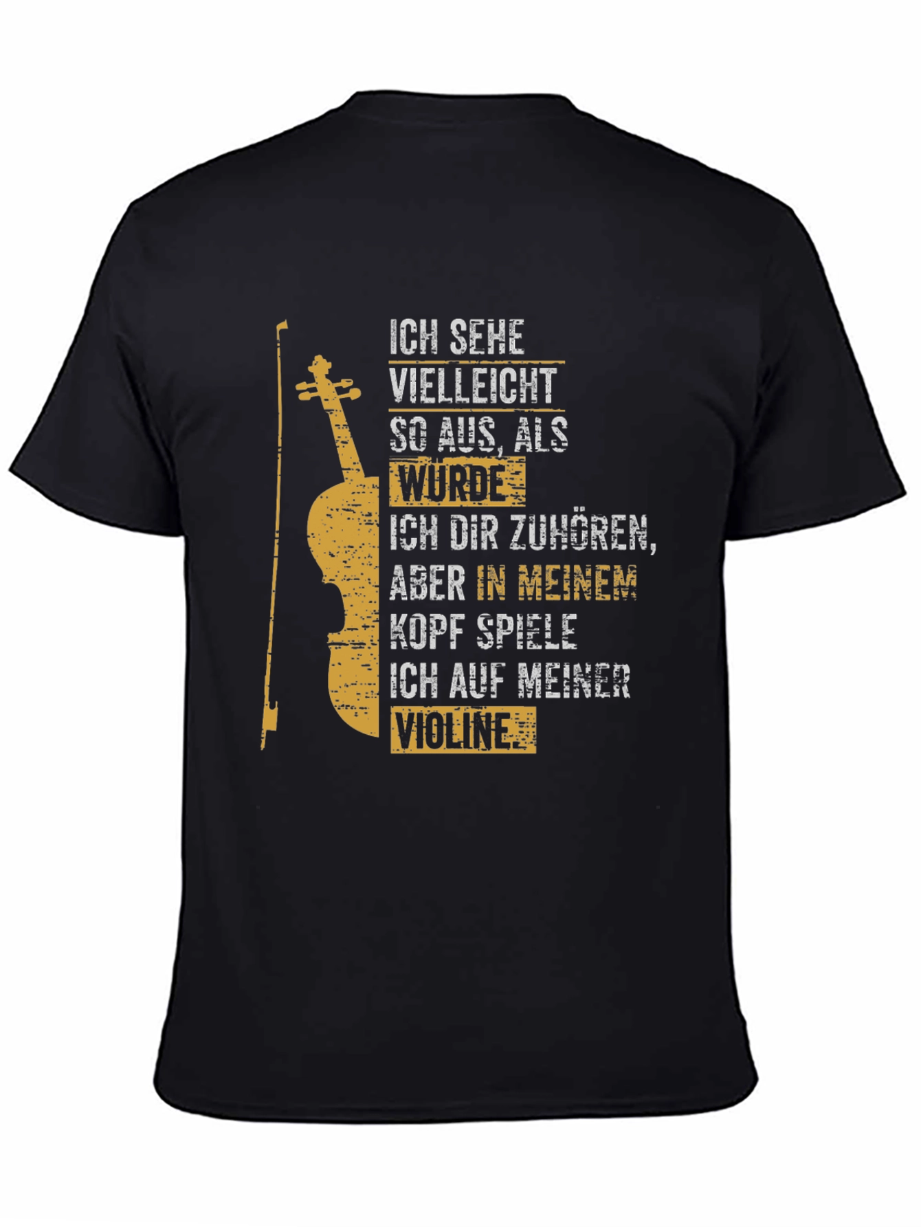 Black Violin Player T-Shirt - German Text view 4