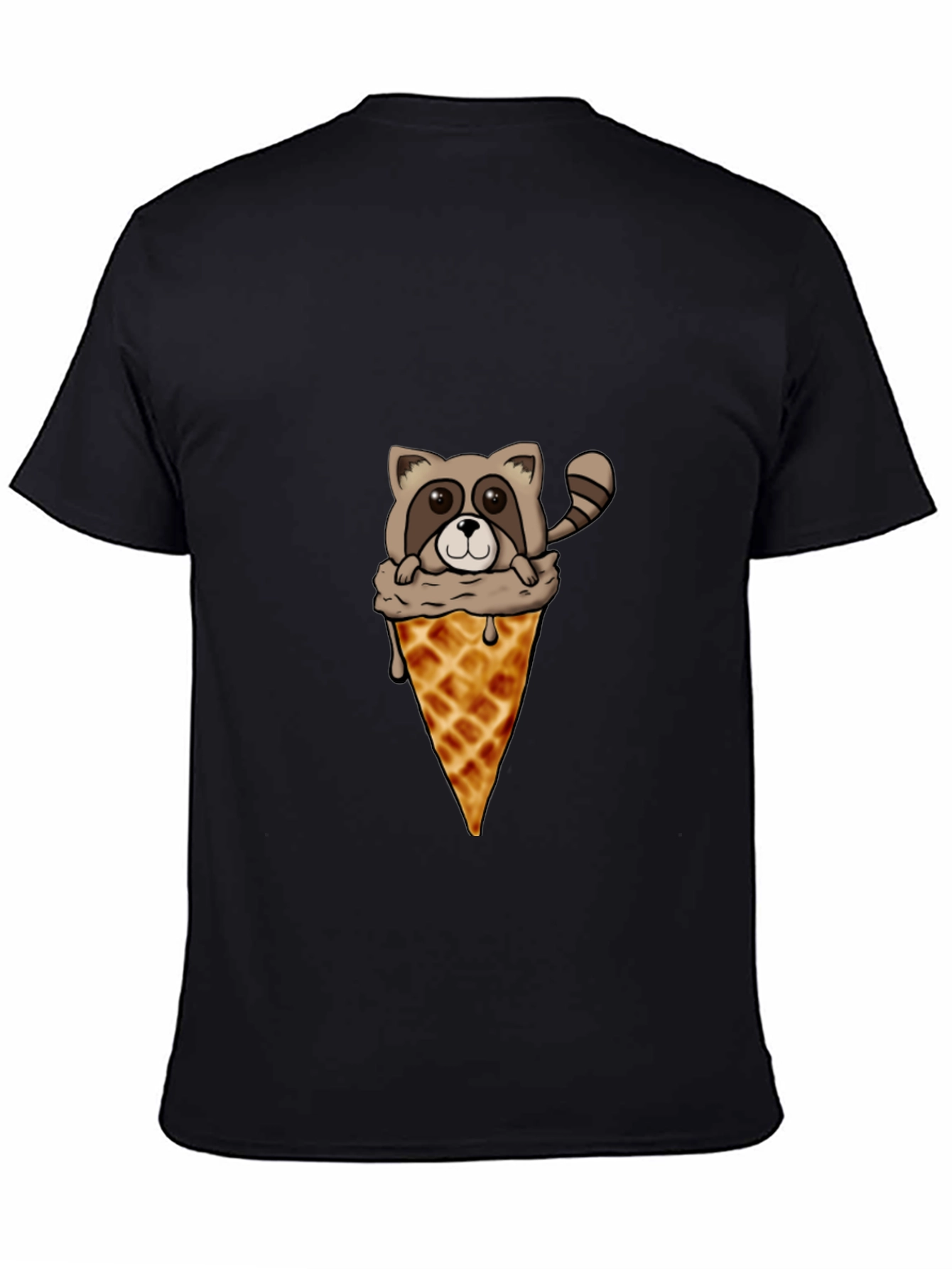 Black Raccoon Ice Cream Cone Graphic Tee view 4