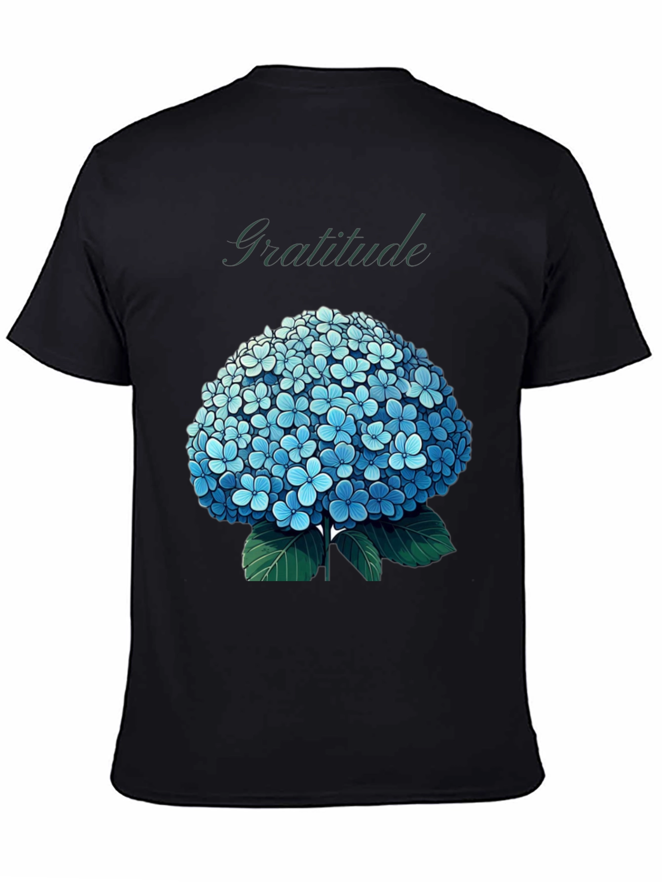 Black Gratitude Hydrangea Graphic Tee - Black view 4