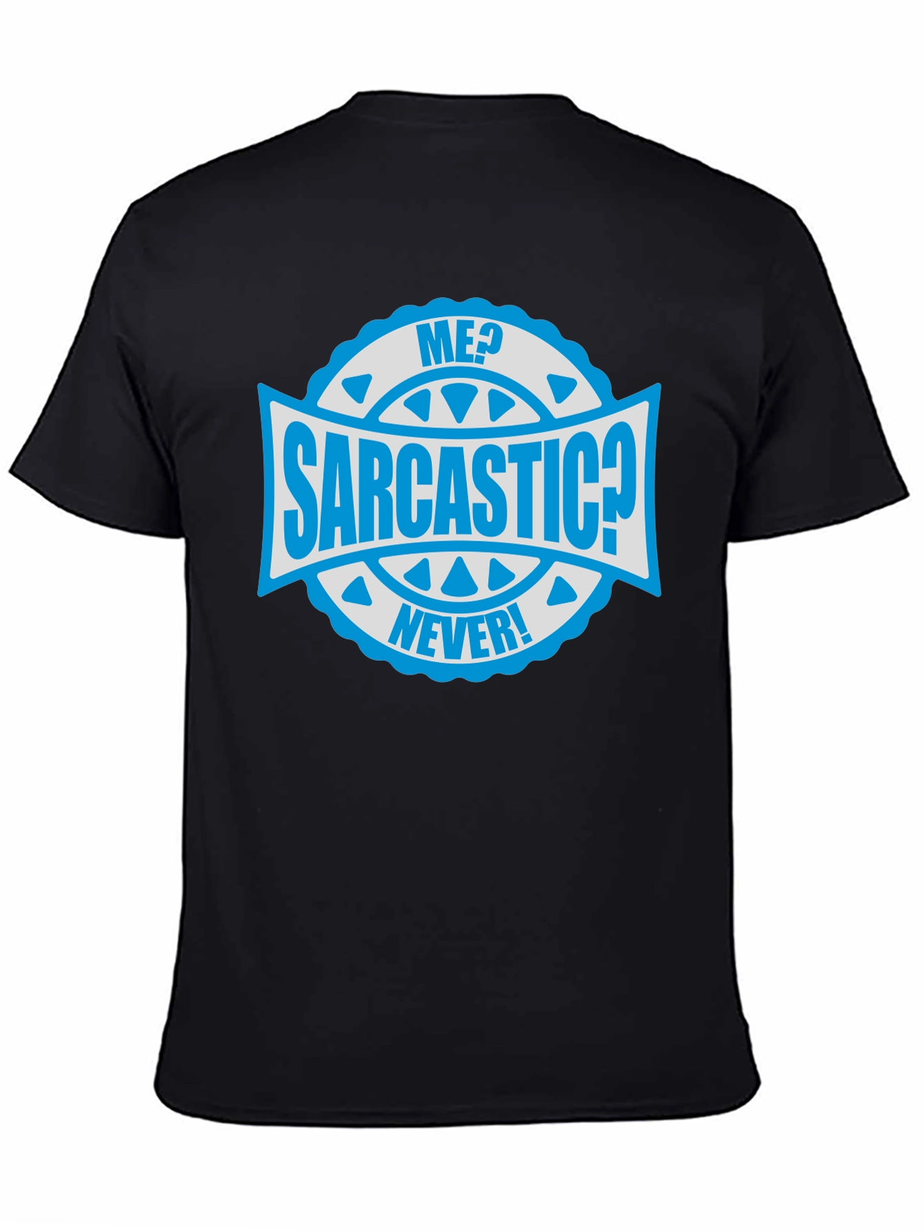 Black Sarcastic Never! Graphic Tee - Mens Black Cotton T-Shirt view 4