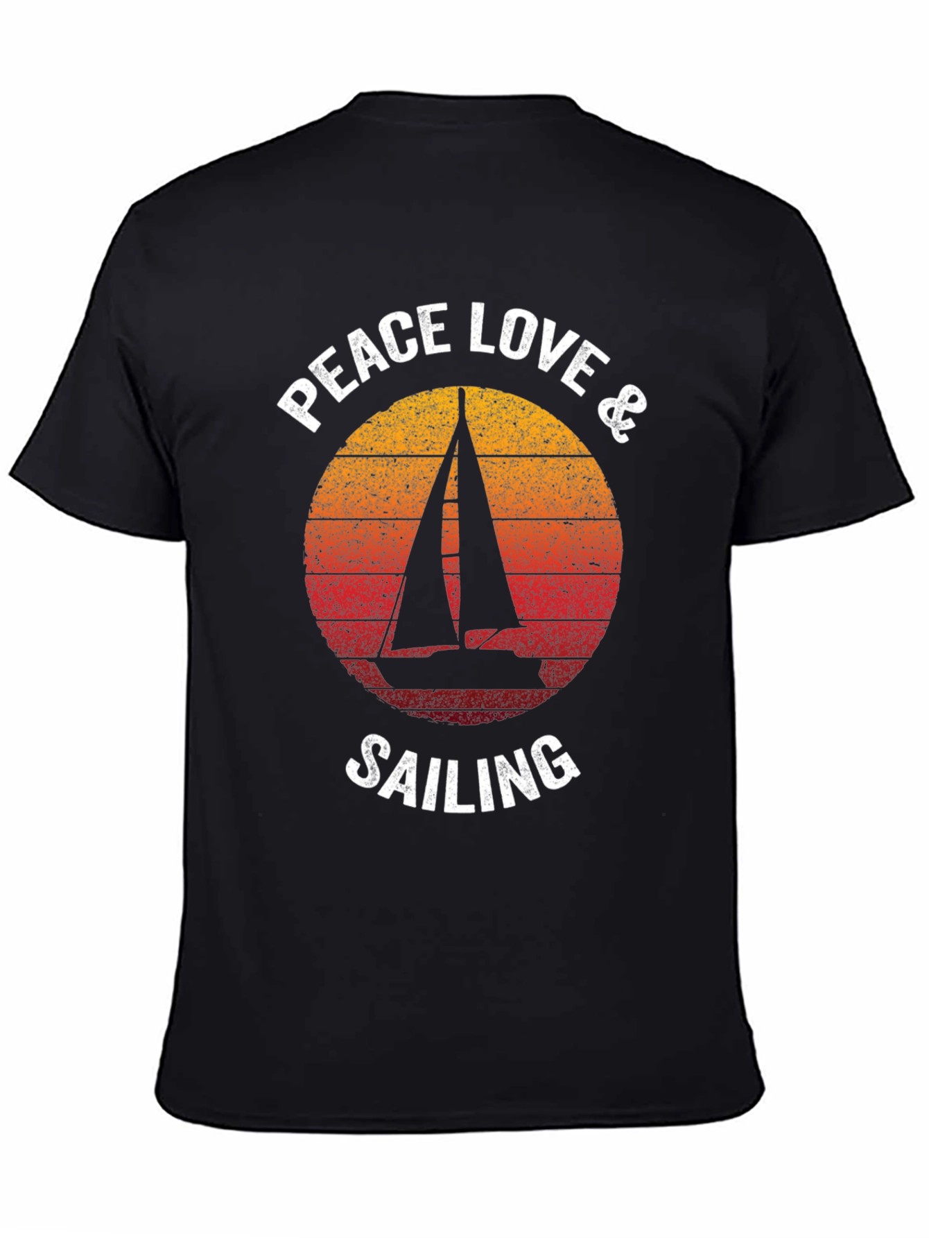 Black Peace Love & Sailing T-Shirt Vintage Graphic Tee view 4