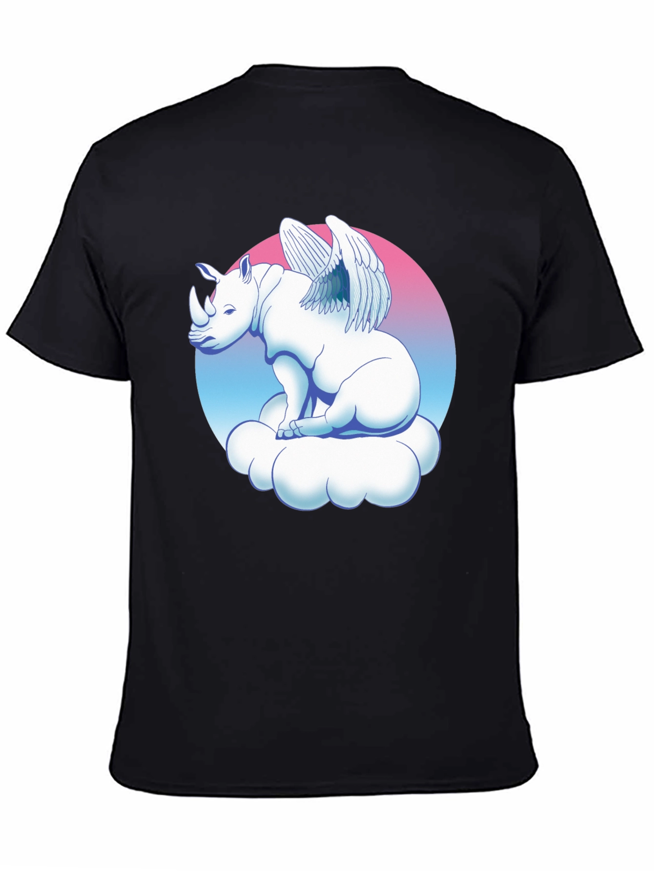 Black Winged Rhino on Cloud Graphic Tee - Black view 4