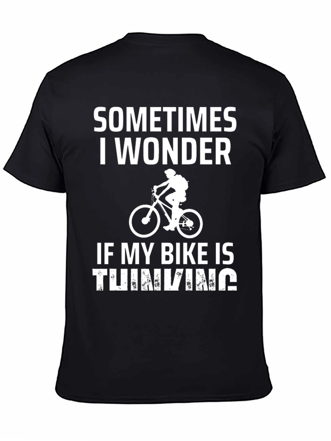 Black Funny Biker T-Shirt - Thinking Bike Tee view 4