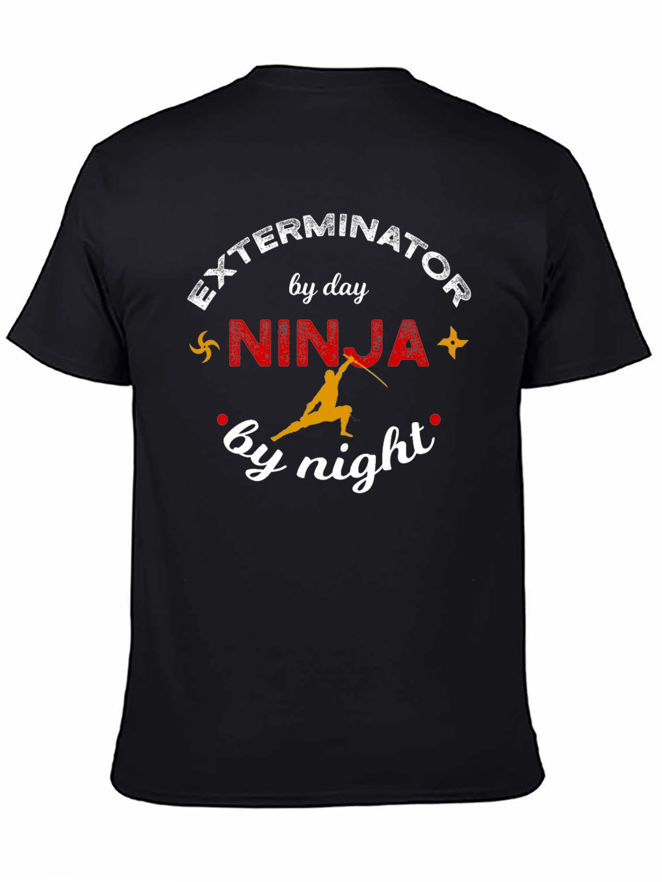 Black Exterminator by Day Ninja by Night Men's Graphic Tee view 4