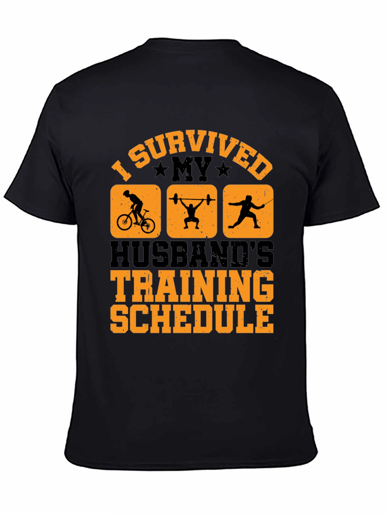 Black I Survived My Husband's Training Schedule T-Shirt view 4