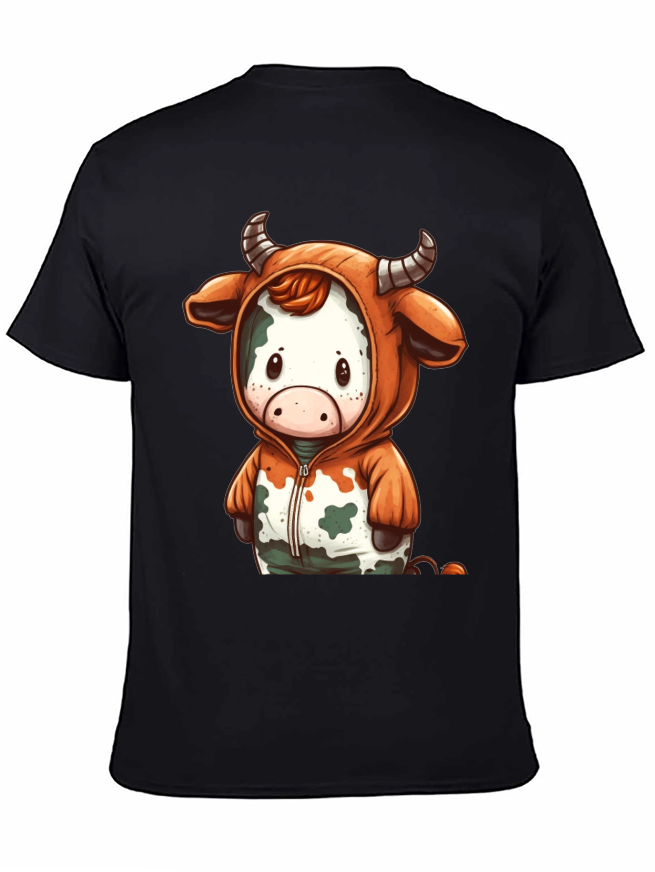 Black Cute Cow Hoodie T-Shirt view 4