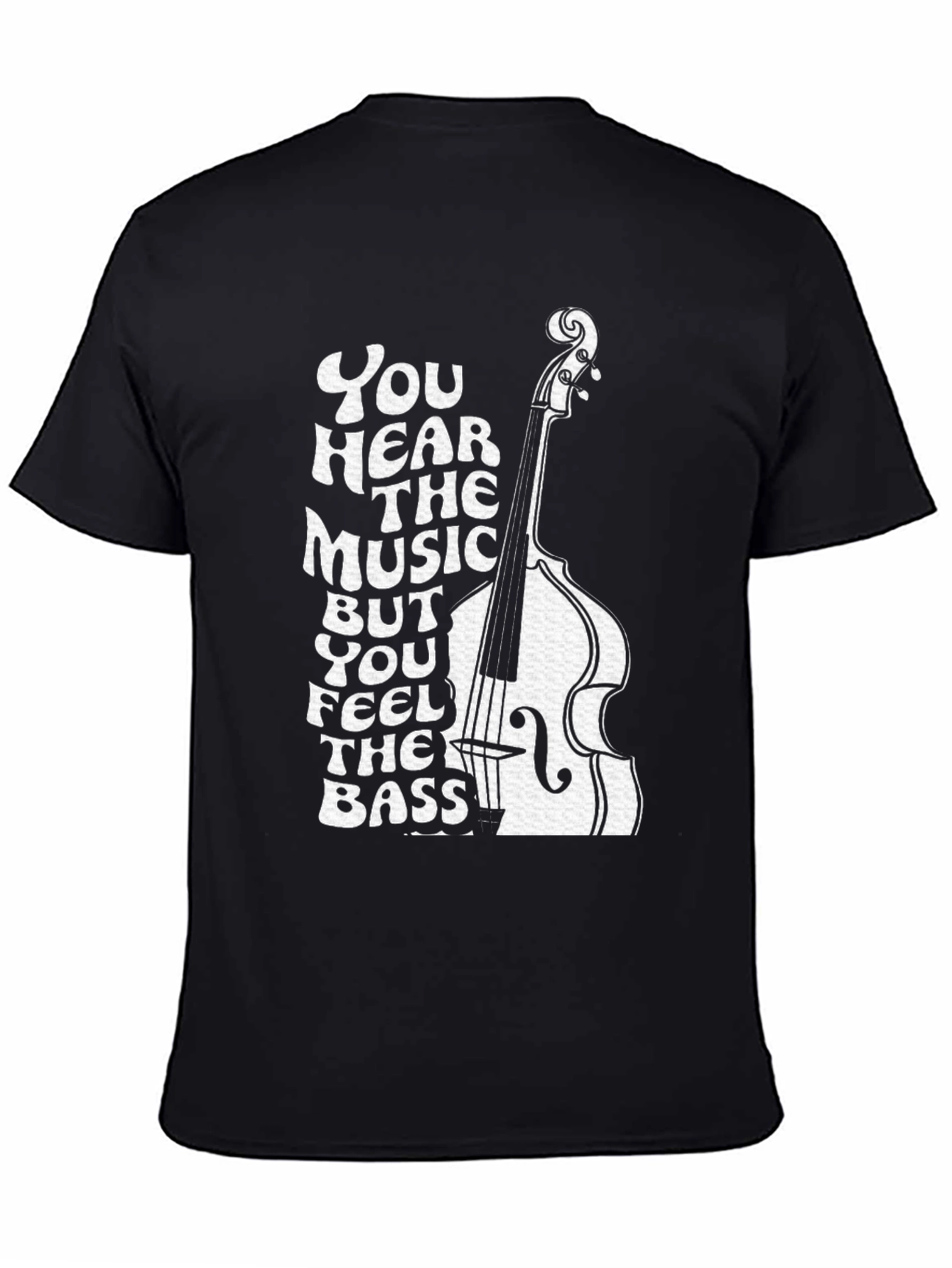 Black Music Lover's Bass Guitar Graphic Tee view 4