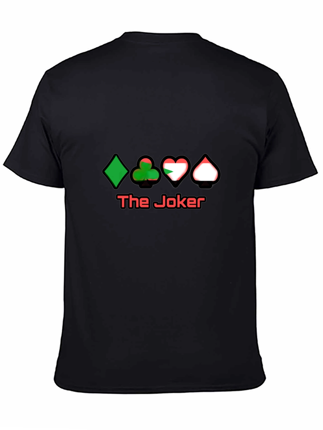Black The Joker Card Suits Black T-Shirt view 4