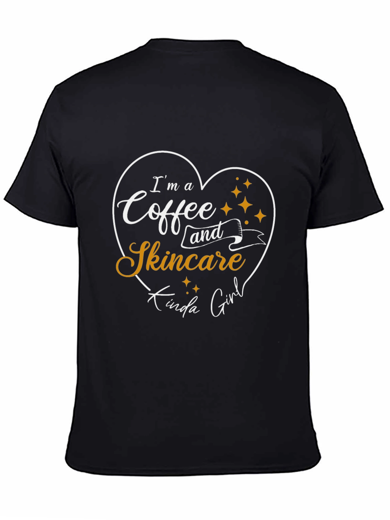 Black Coffee and Skincare Girl Black T-Shirt view 4