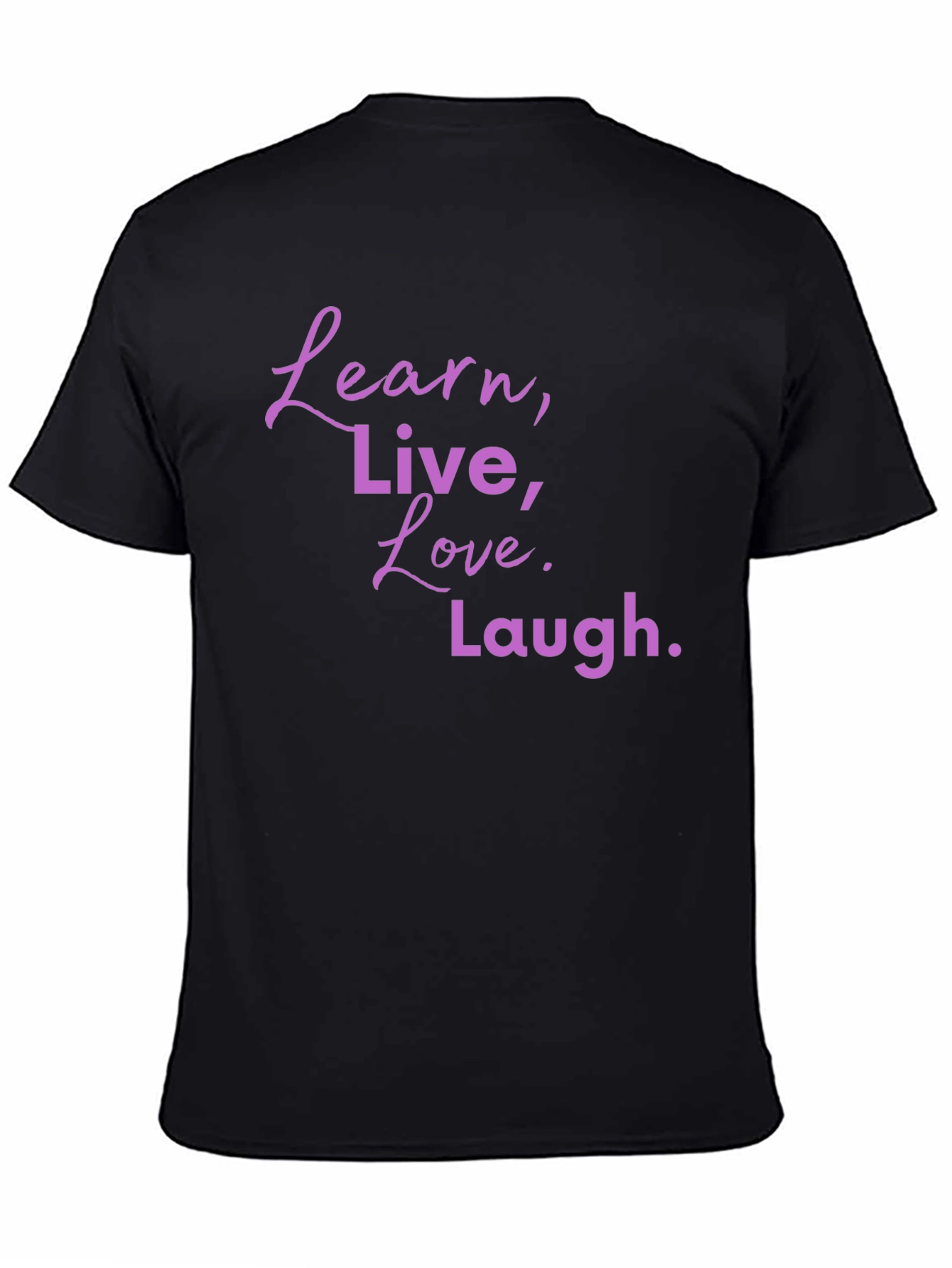 Black Learn Live Love Laugh Graphic Tee - Black Casual T-Shirt view 4