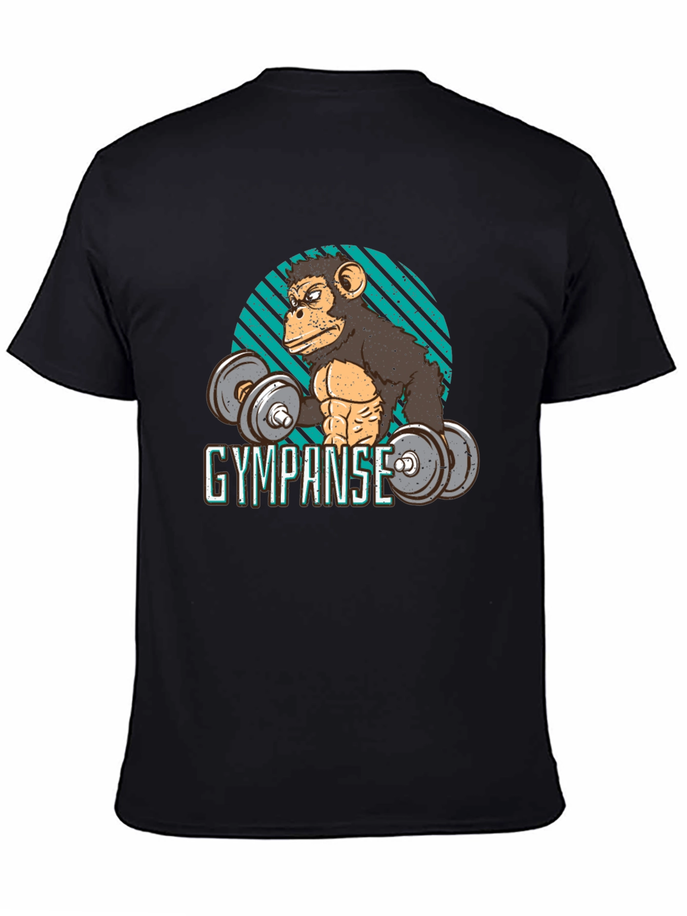 Black Gympanse Workout T-Shirt - Funny Gym Ape Tee view 4
