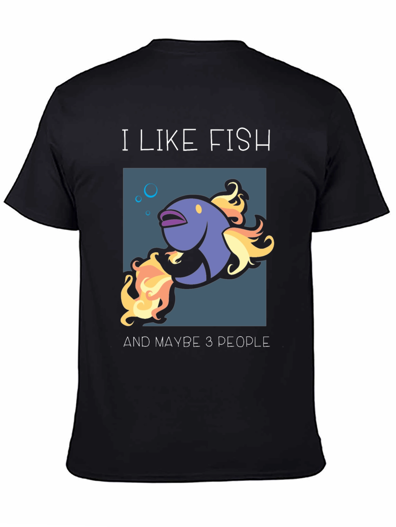 Black I Like Fish & Maybe 3 People Graphic Tee view 4