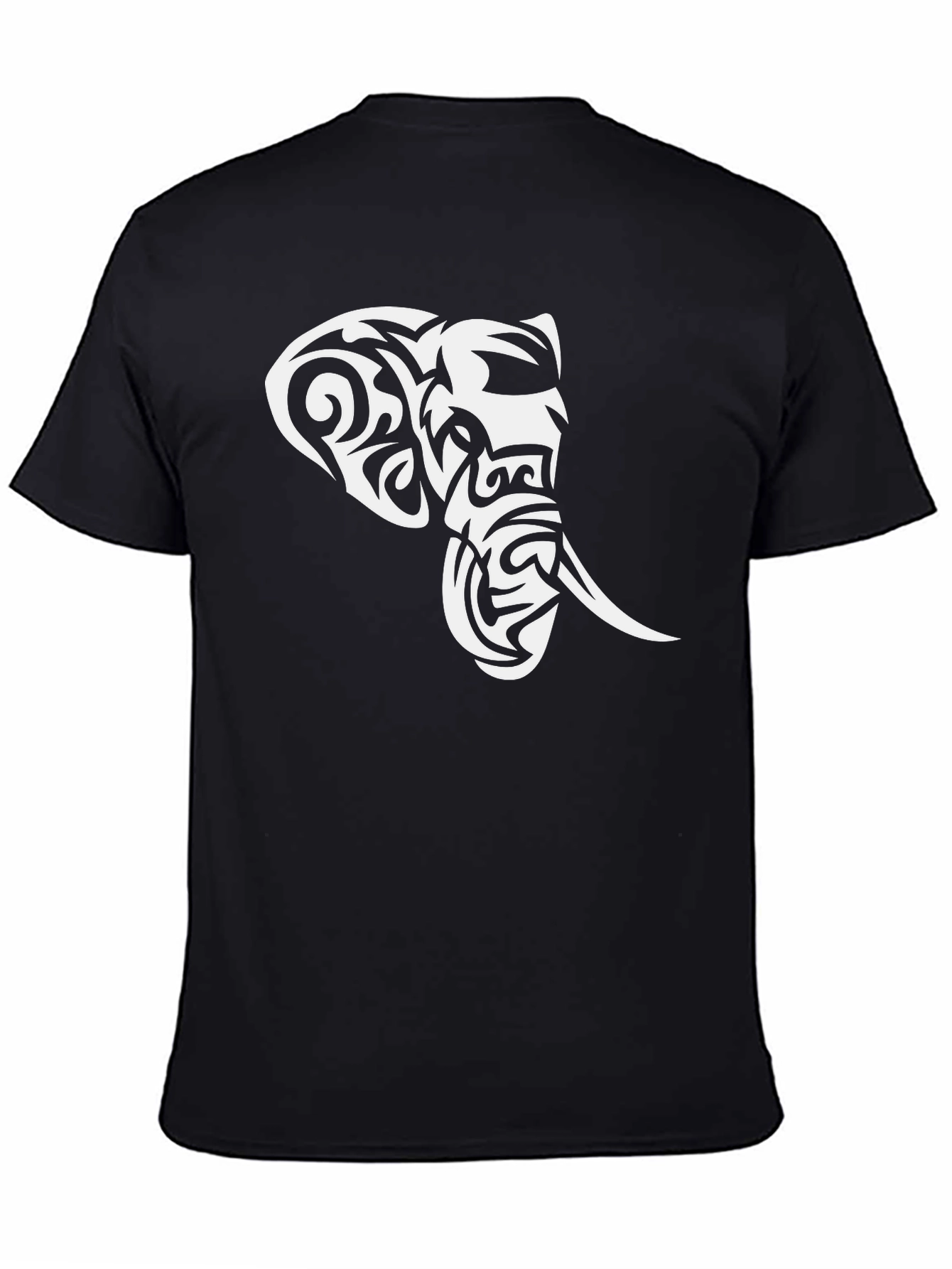 Tribal Elephant Graphic Black T-Shirt - 4