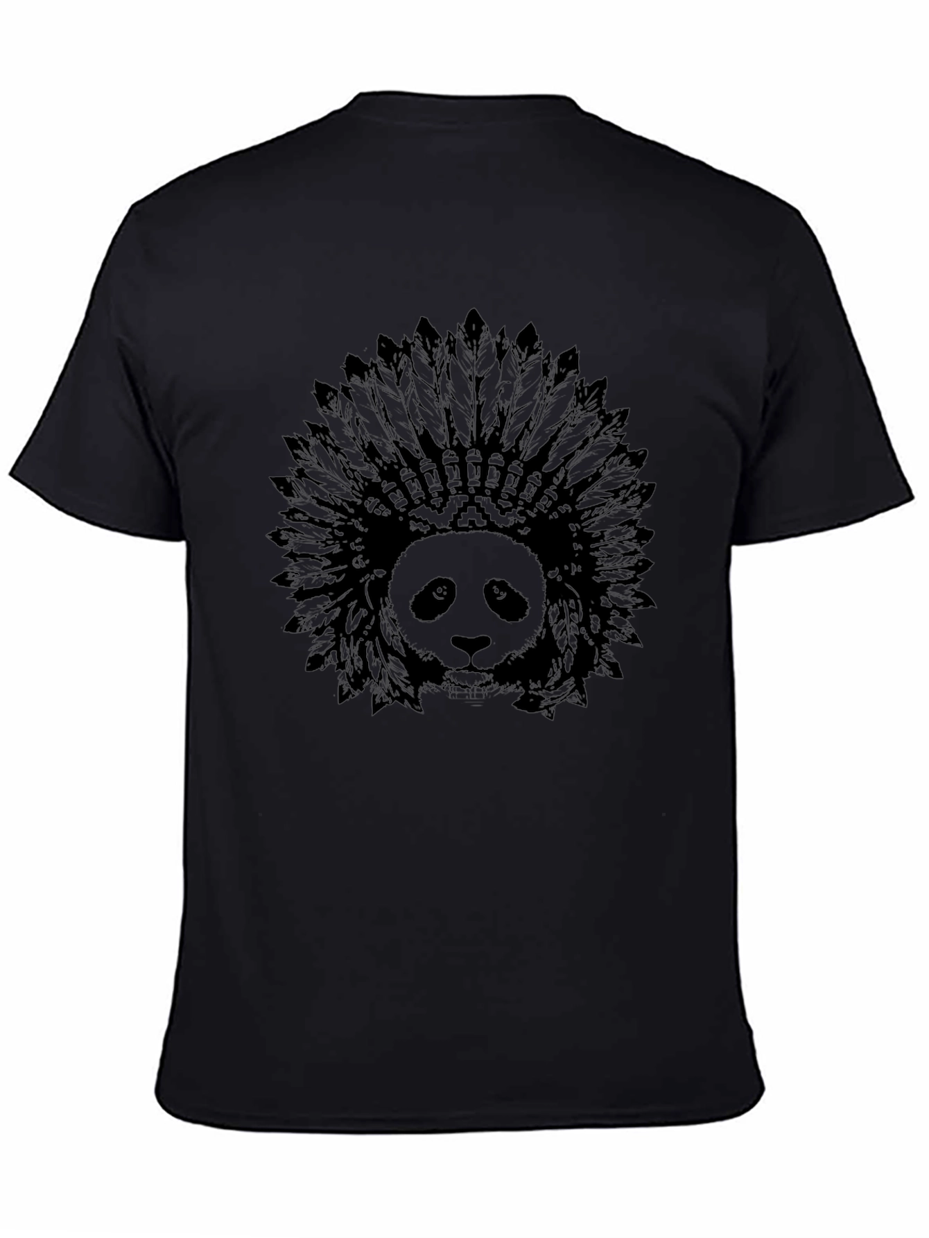 Black Panda Headdress Graphic Black T-Shirt view 4