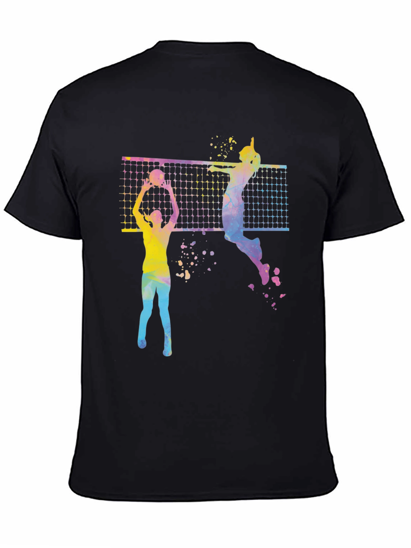 Black Volleyball Graphic Tee - Sporty Colorful Design view 4