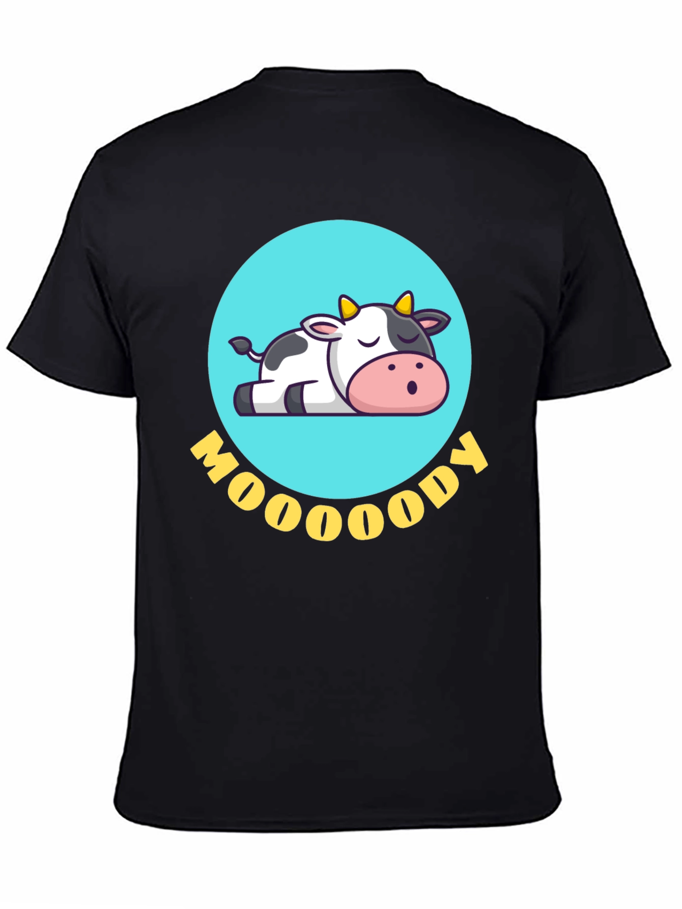 Black Moody Cow Graphic Tee - Comfortable & Stylish view 4