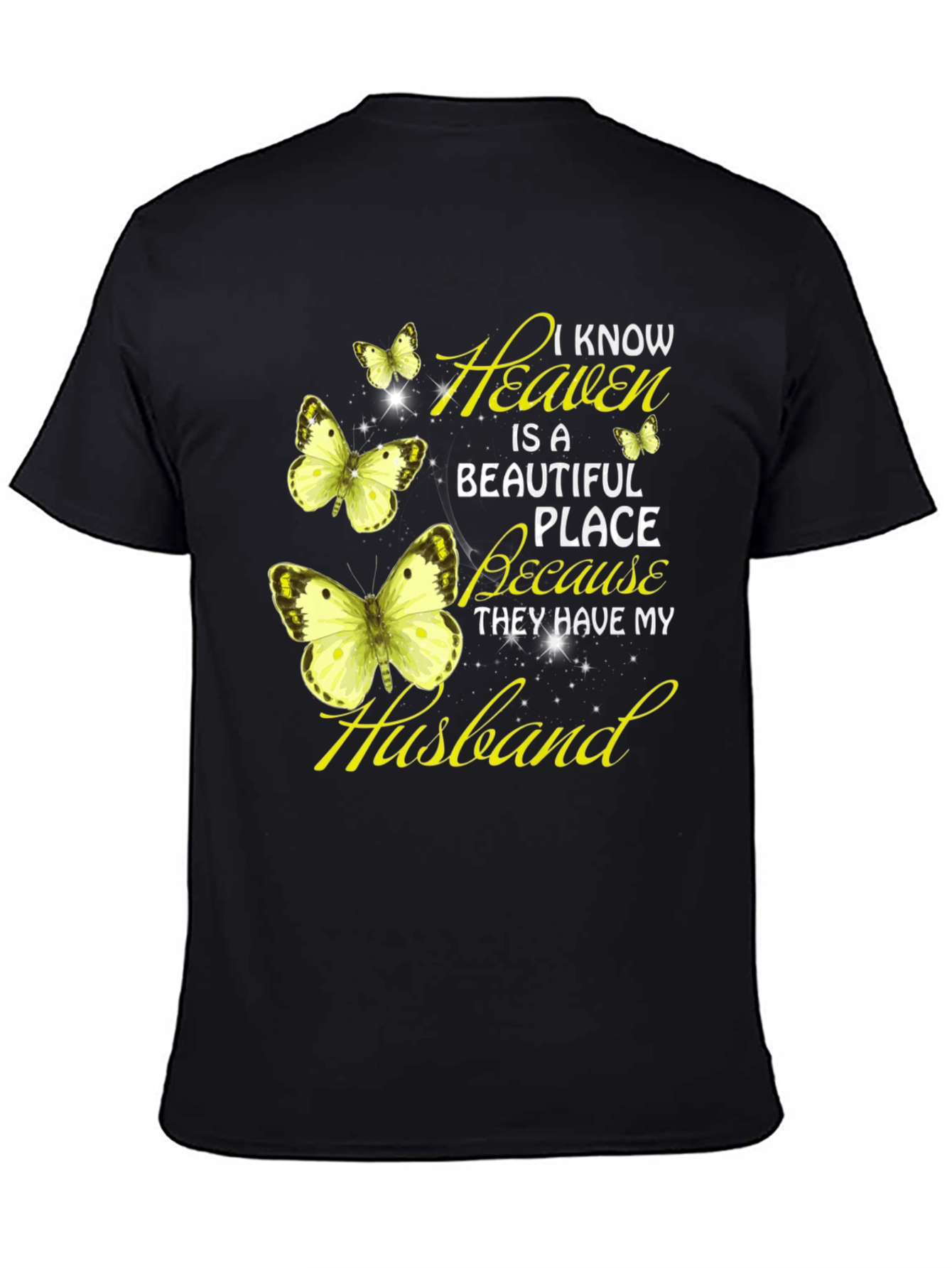 Black Heaven Husband Butterfly Graphic Tee view 4