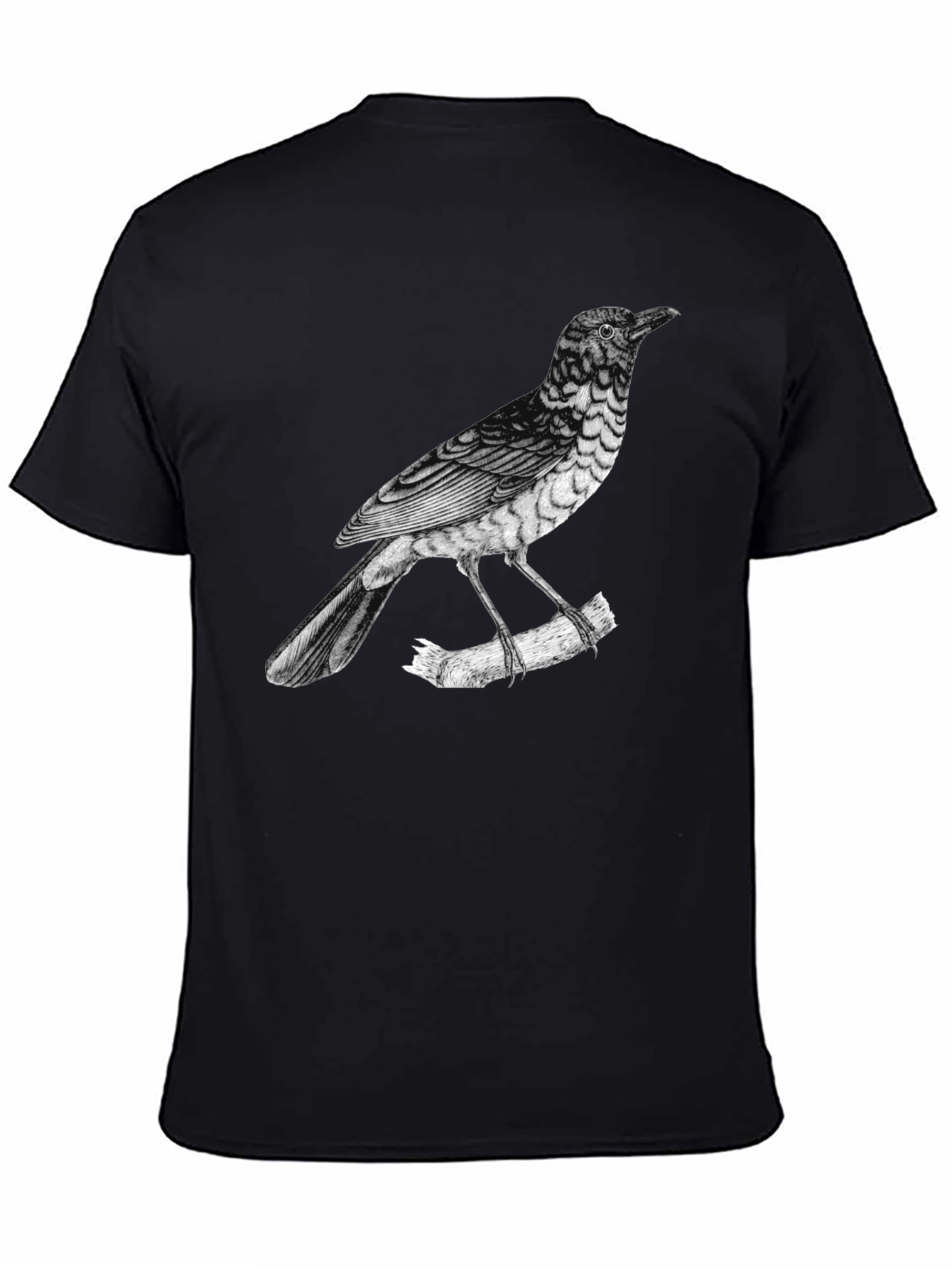 Black Men's Bird Print Black T-Shirt view 4
