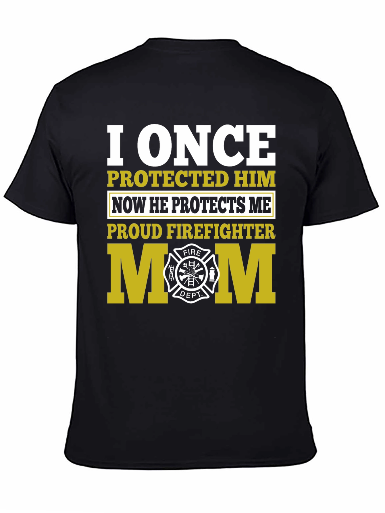 Black Proud Firefighter Mom Graphic T-Shirt view 4