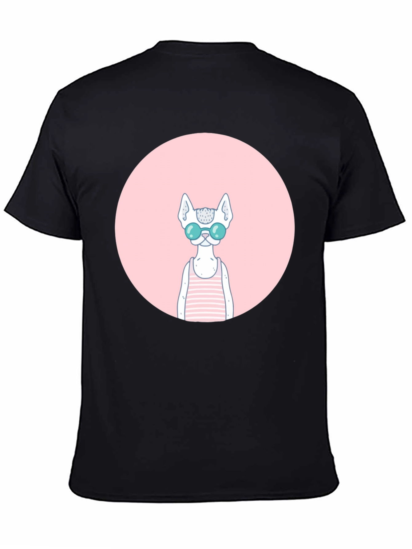 Black Cool Cat Graphic Tee - Black Cotton Blend view 4