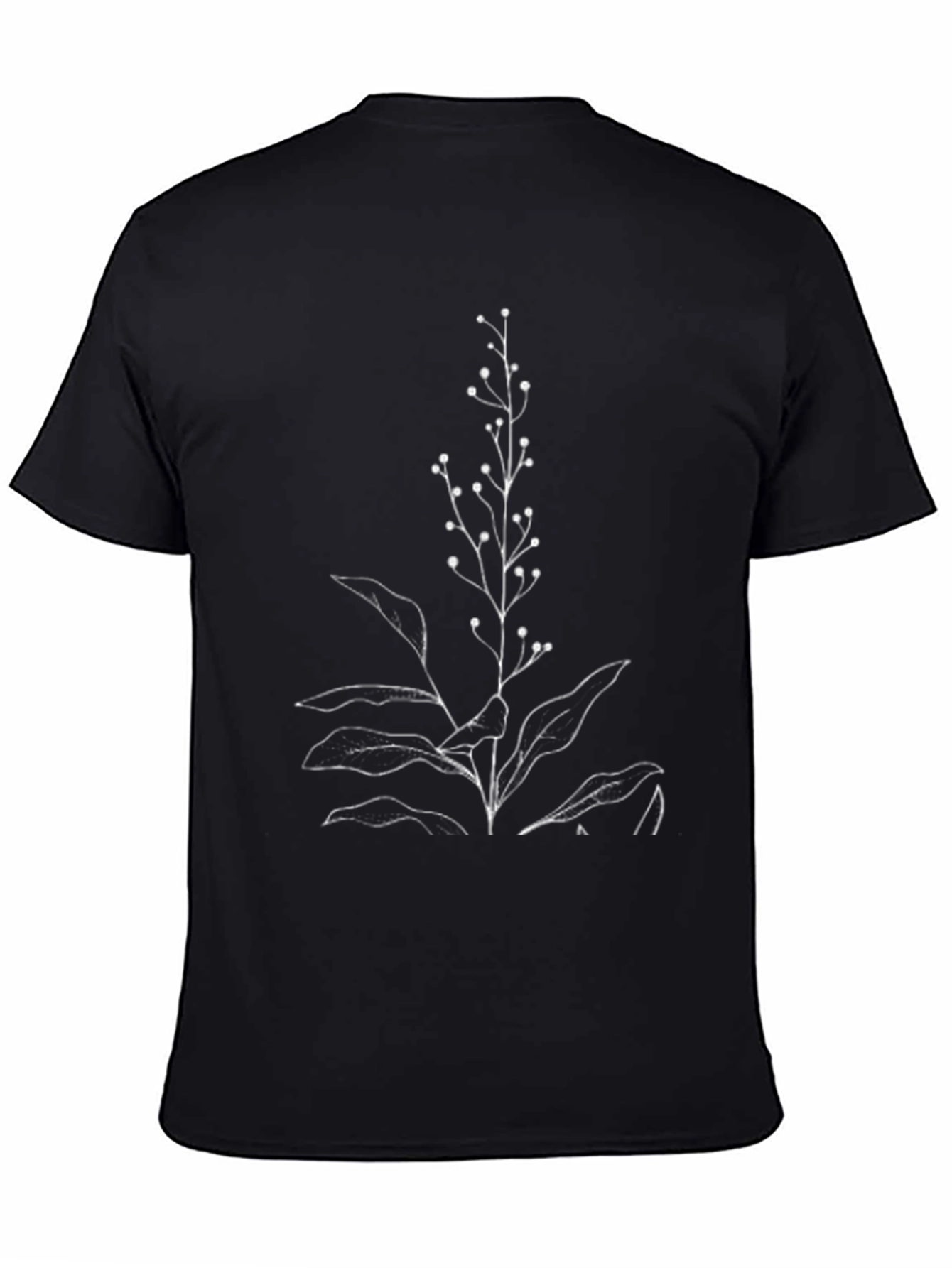 Black Botanical Print Black T-Shirt view 4