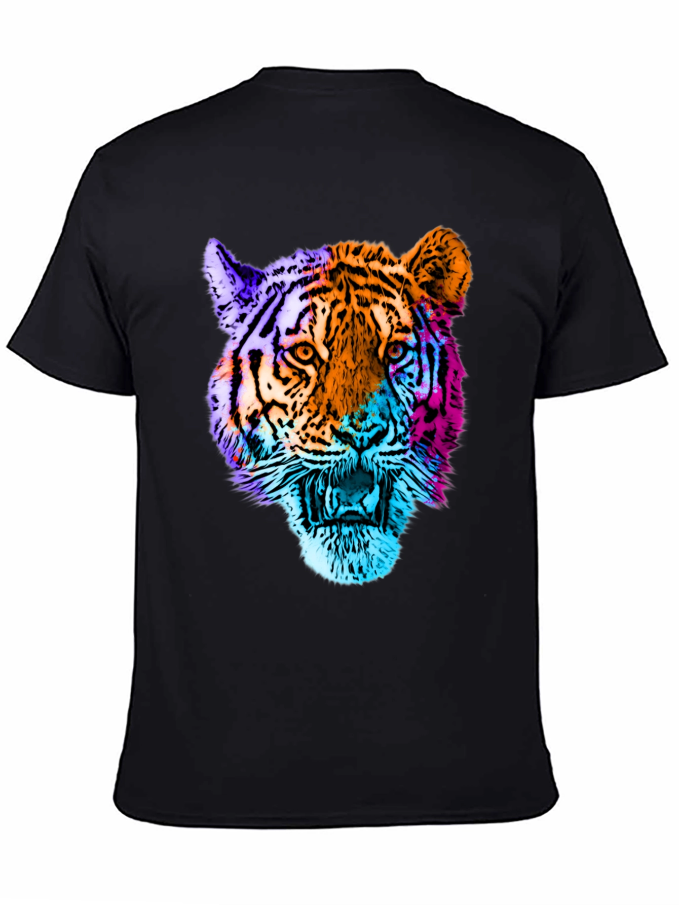 Black Vibrant Tiger Graphic T-Shirt view 4
