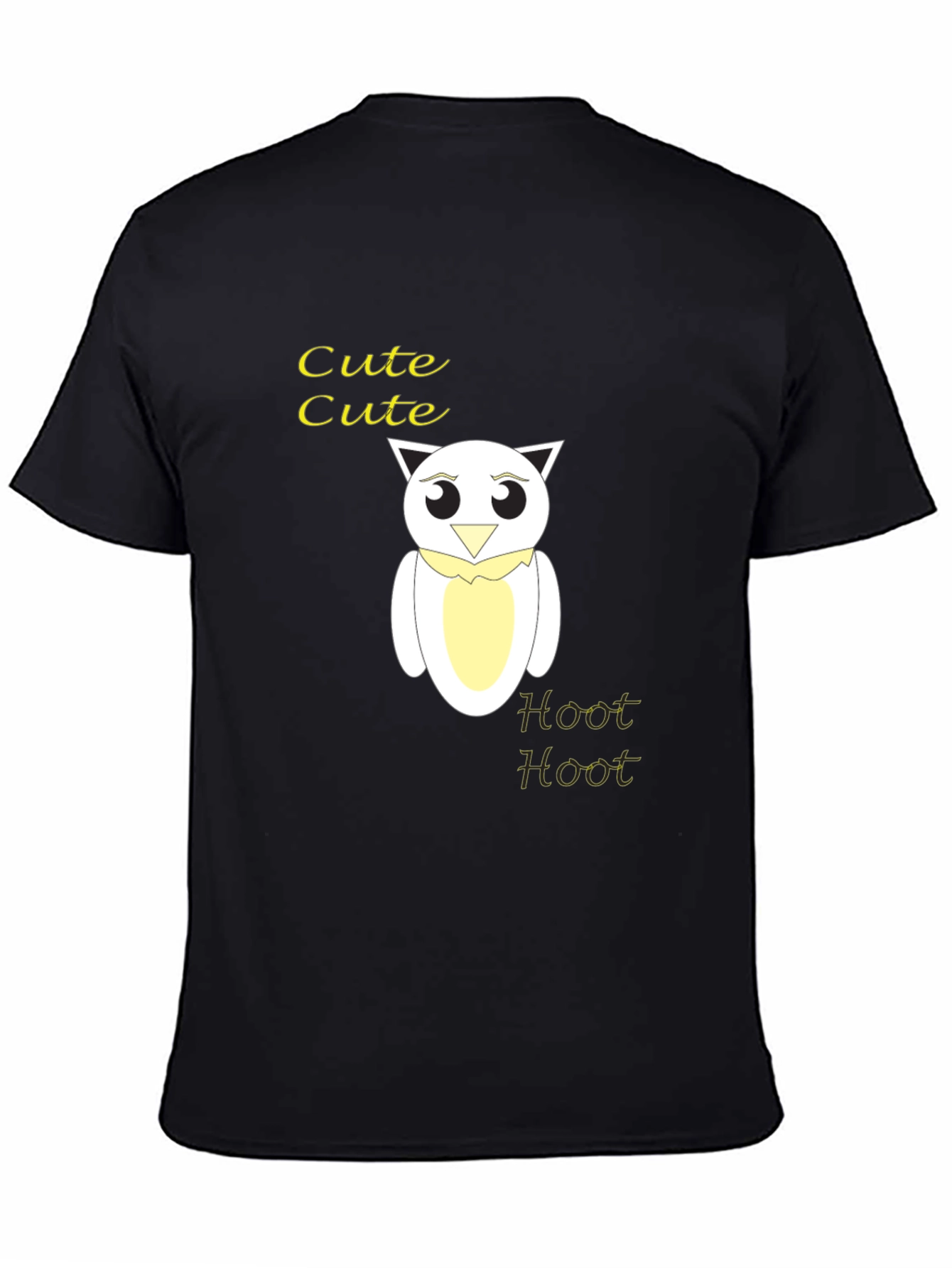 Black Cute Owl Graphic Tee - Black Cotton Blend T-Shirt view 4