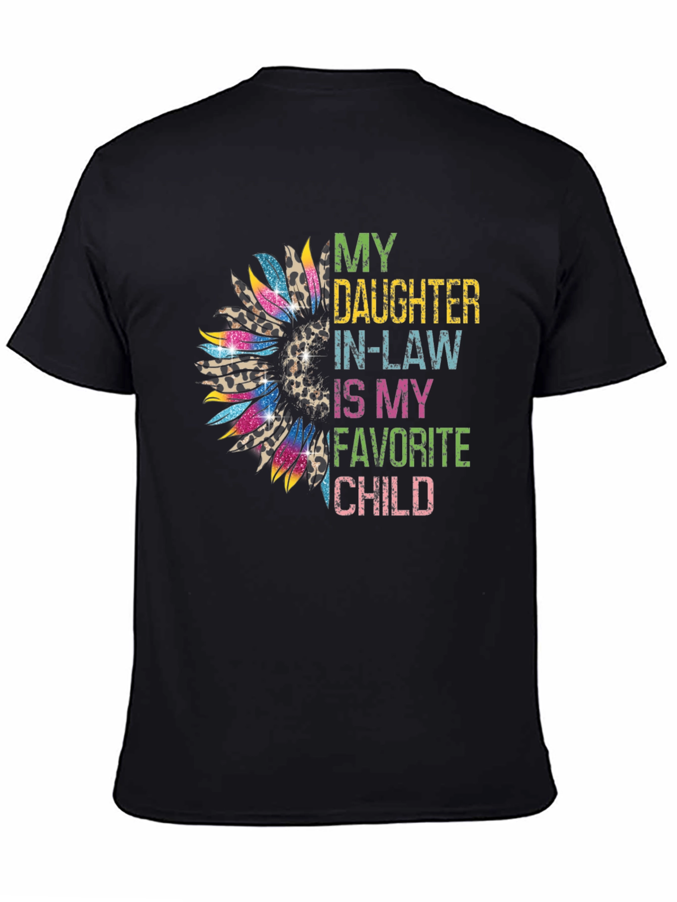 Black Daughter-In-Law Favorite Child Sunflower Graphic Tee view 4