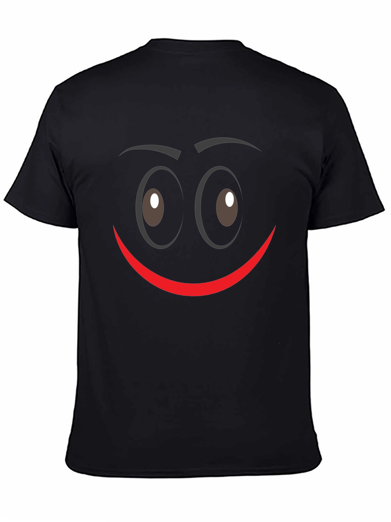 Black Funny Smiley Face Graphic Tee - Unisex Black T-Shirt view 4