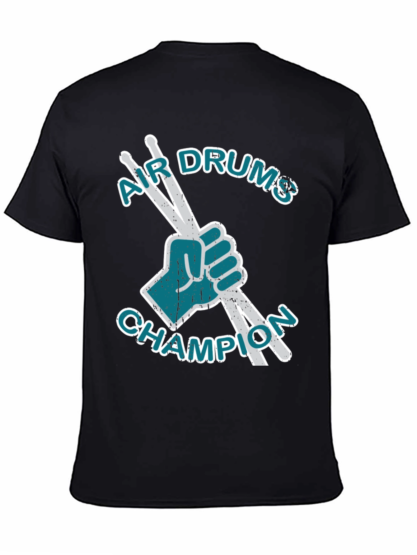 Black Air Drums Champion Graphic Tee - Black Cotton T-Shirt view 4