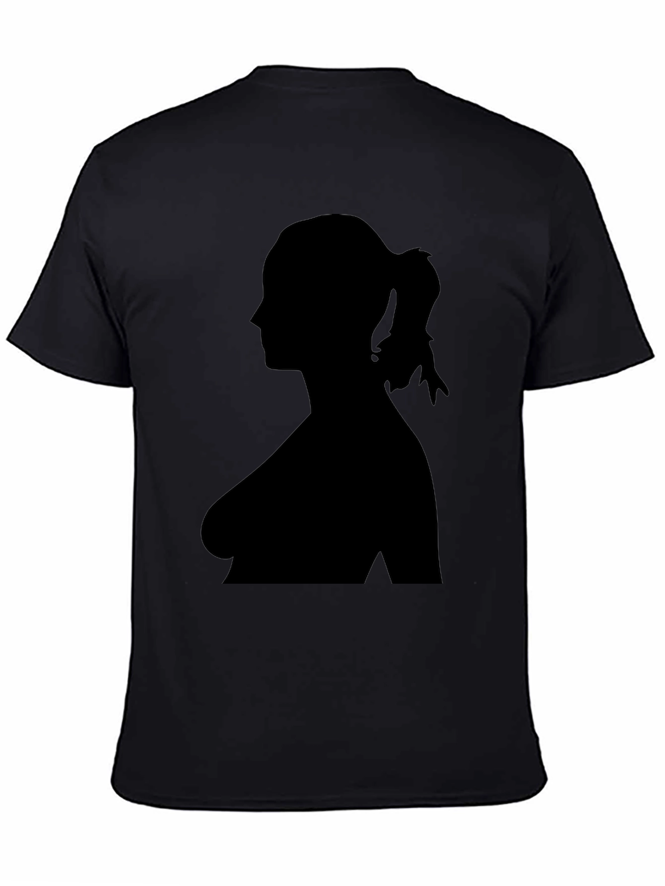 Black Silhouette Woman Graphic Tee - Classic Black T-Shirt view 4