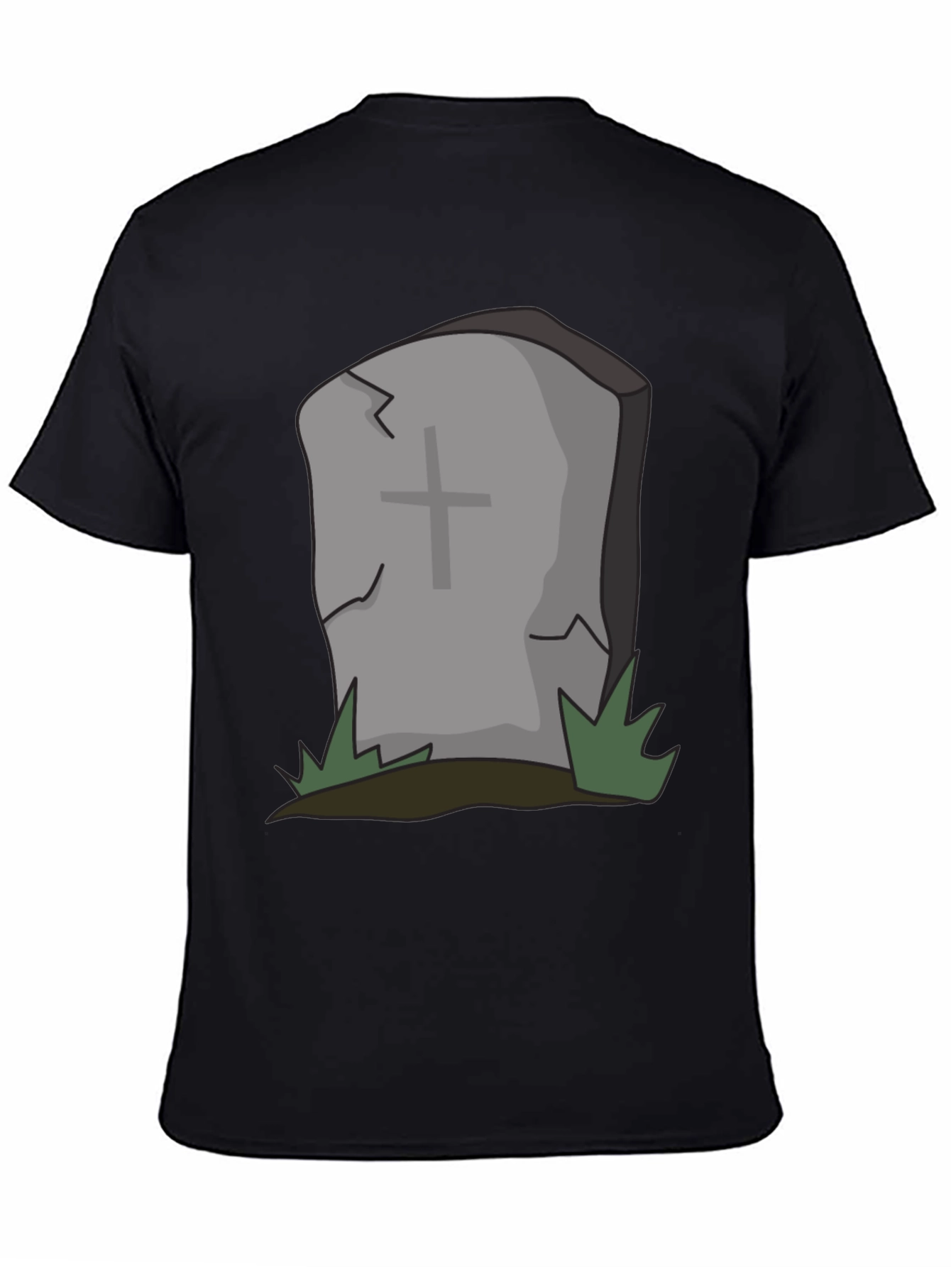 Black Cartoon Tombstone Graphic Tee - Spooky Style view 4