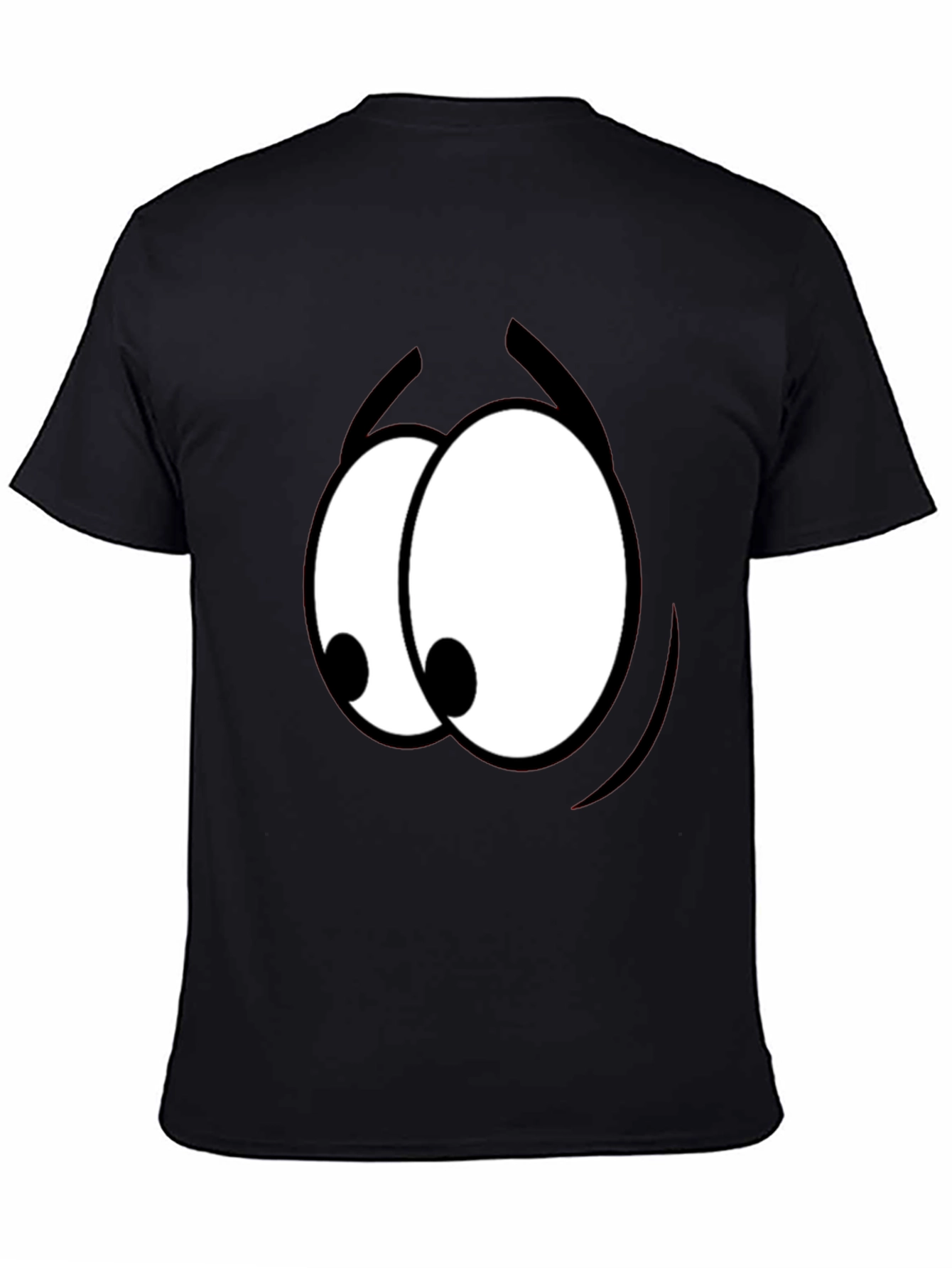 Black Funny Cartoon Eyes Graphic Black T-Shirt view 4
