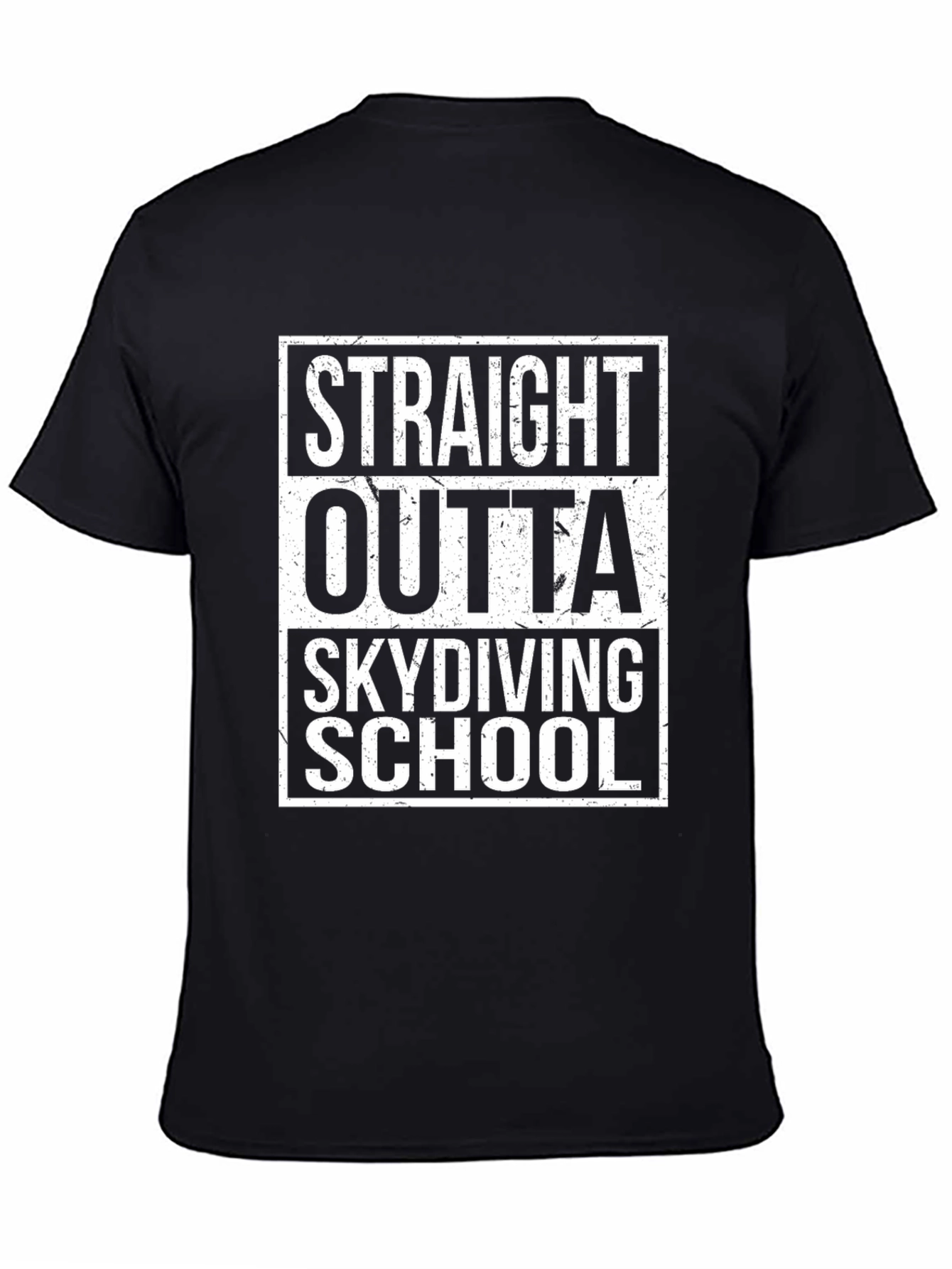 Black Straight Outta Skydiving School T-Shirt view 4