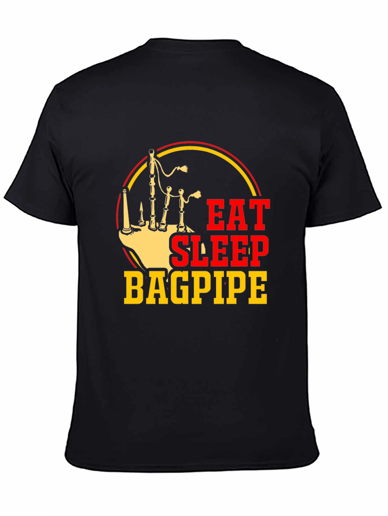 Black Eat Sleep Bagpipe T-Shirt | Musician Apparel view 4