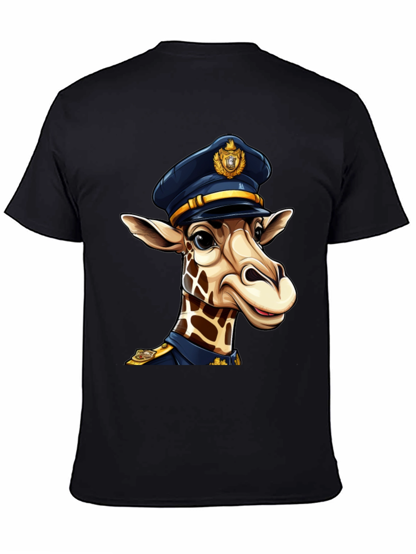 Black Giraffe Police T-Shirt - Unique Graphic Tee view 4