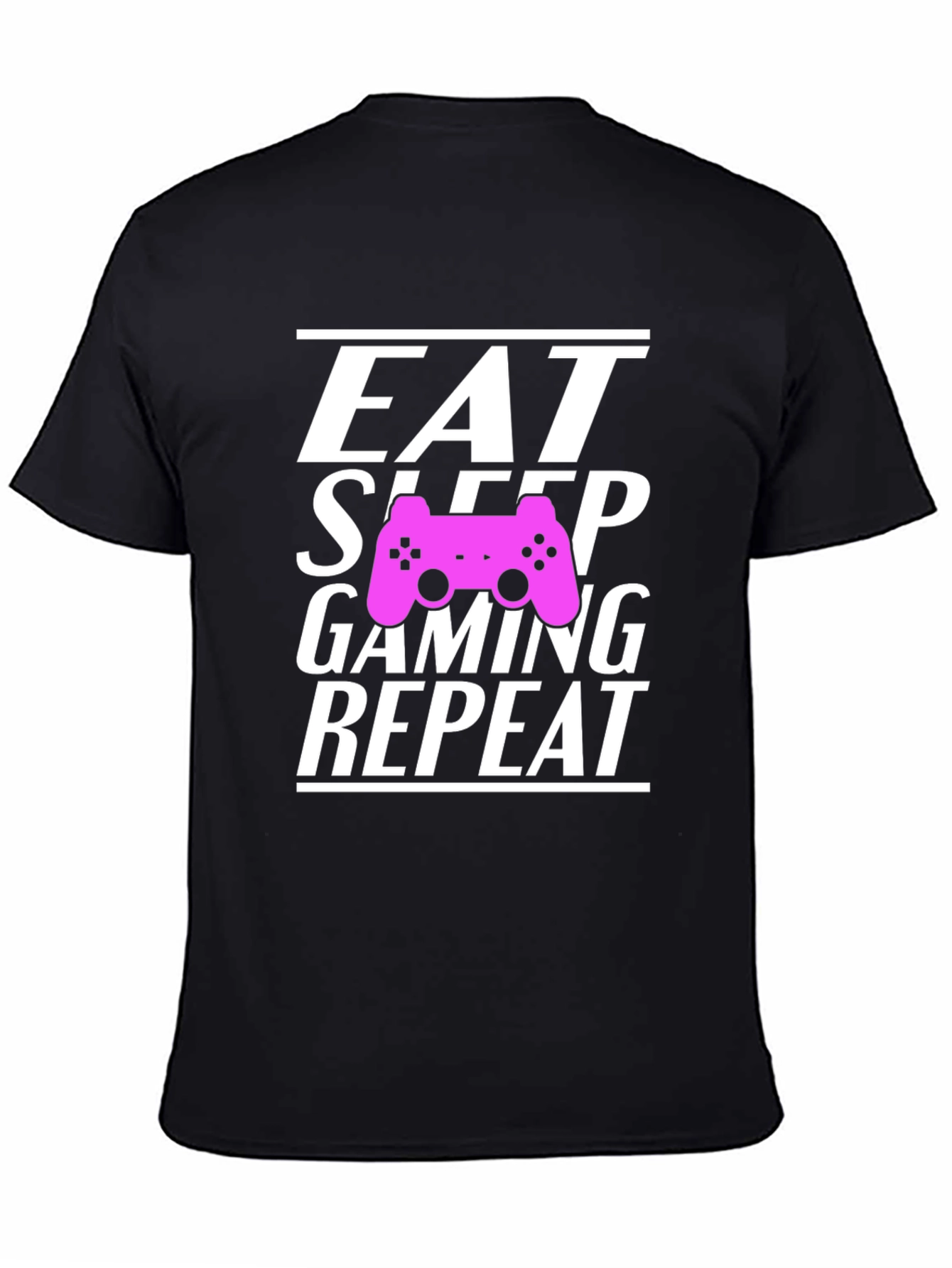 Black Eat Sleep Gaming Repeat Gamer T-Shirt view 4
