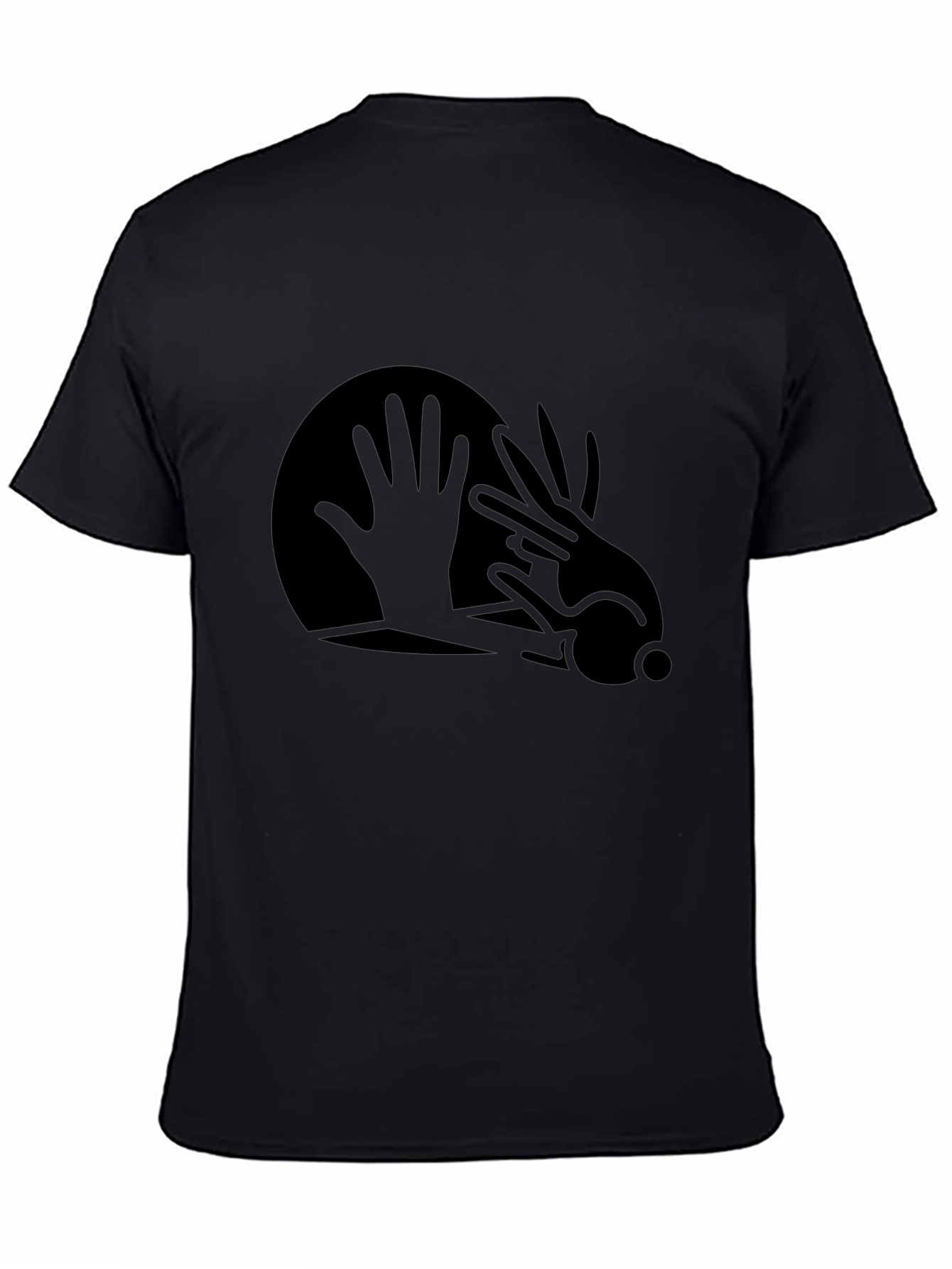Black Abstract Hand Rabbit Graphic Black T-Shirt view 4