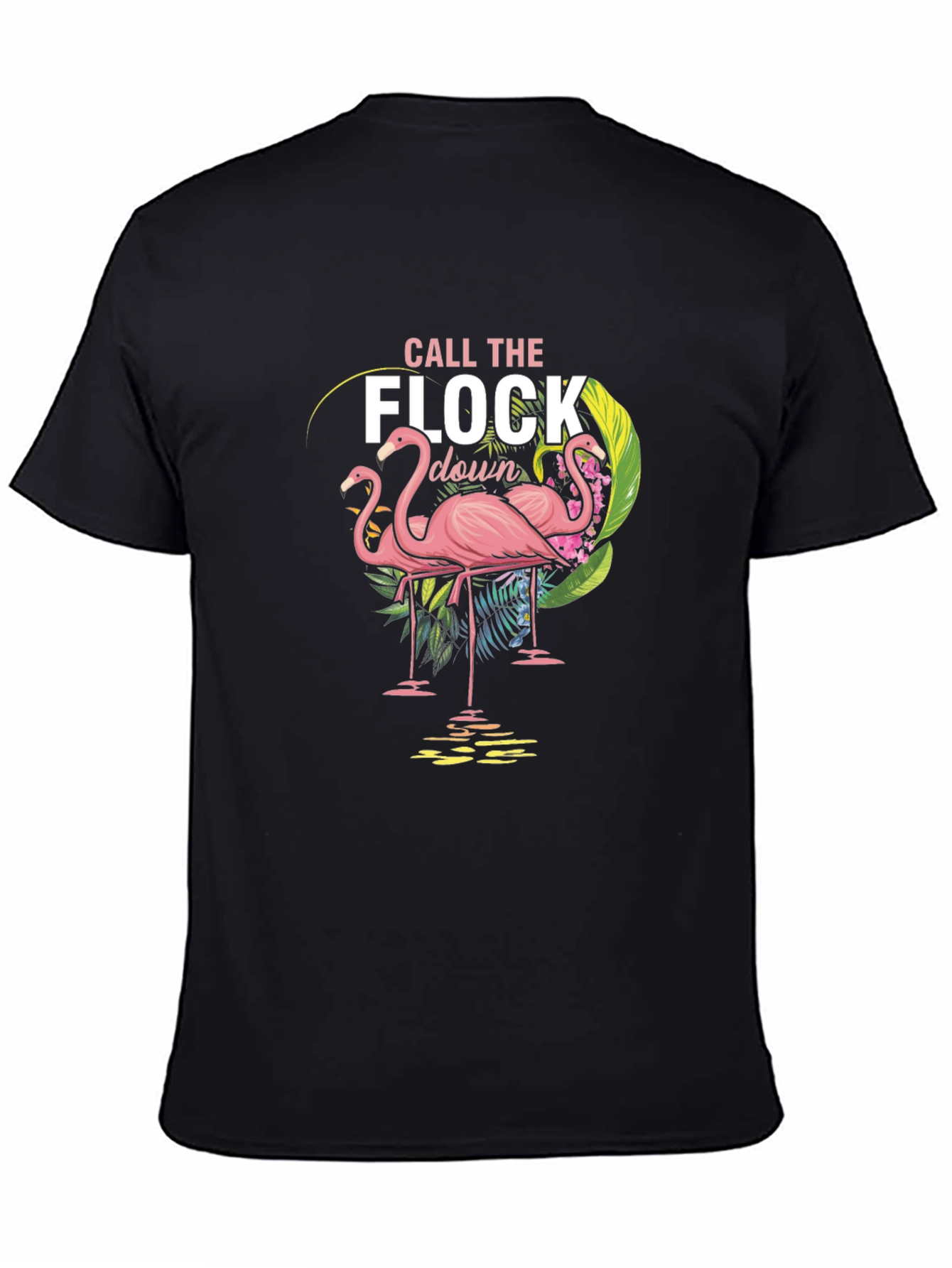 Black Call the Flock Down Flamingo Graphic Tee - Black view 4