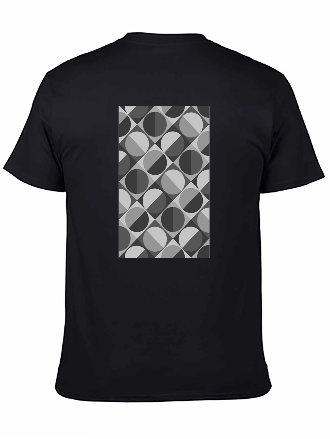 Black Geometric Retro Pattern Black T-Shirt view 4