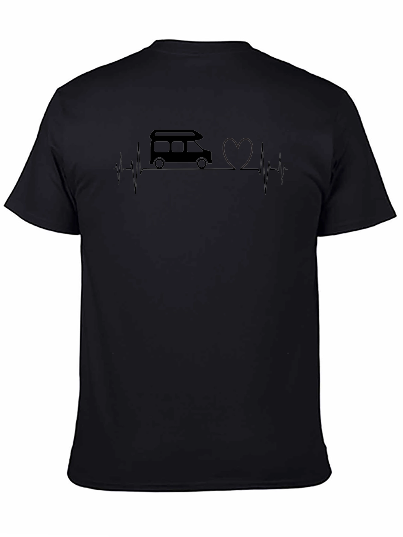 Black Camper Van Heartbeat Graphic Tee - Unisex view 4