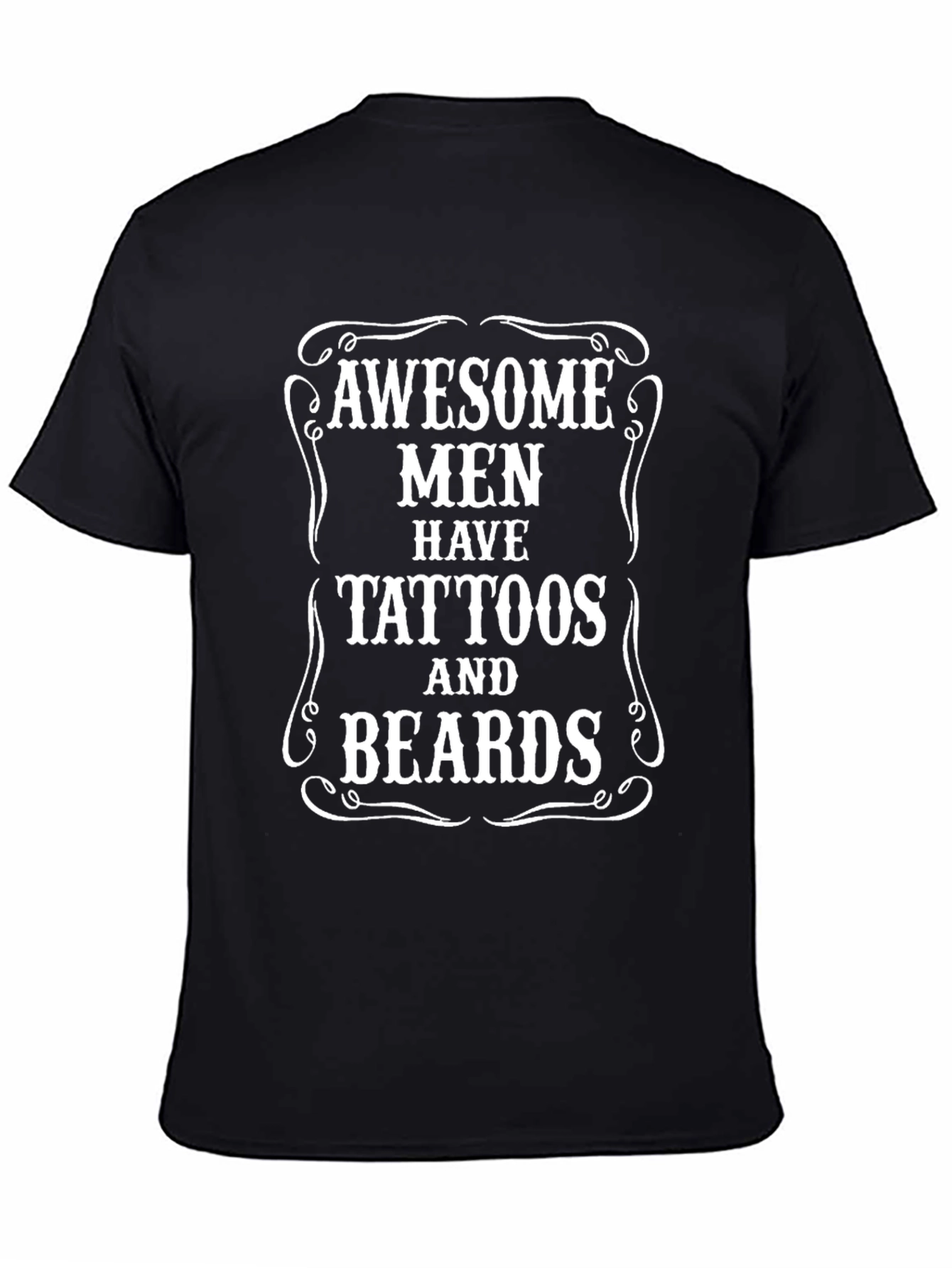 Black Awesome Men Tattoos and Beards Graphic T-Shirt view 4