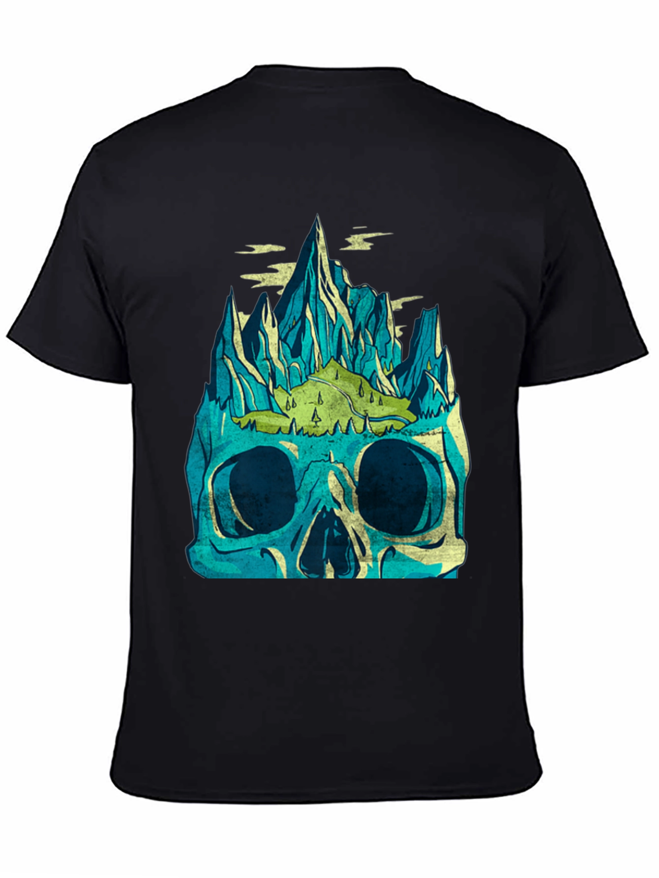 Black Skull Mountain Graphic Tee - Men's Black T-Shirt view 4