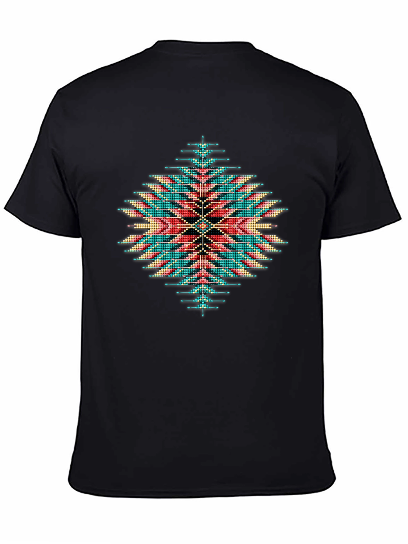 Black Aztec Geometric Pattern T-Shirt view 4