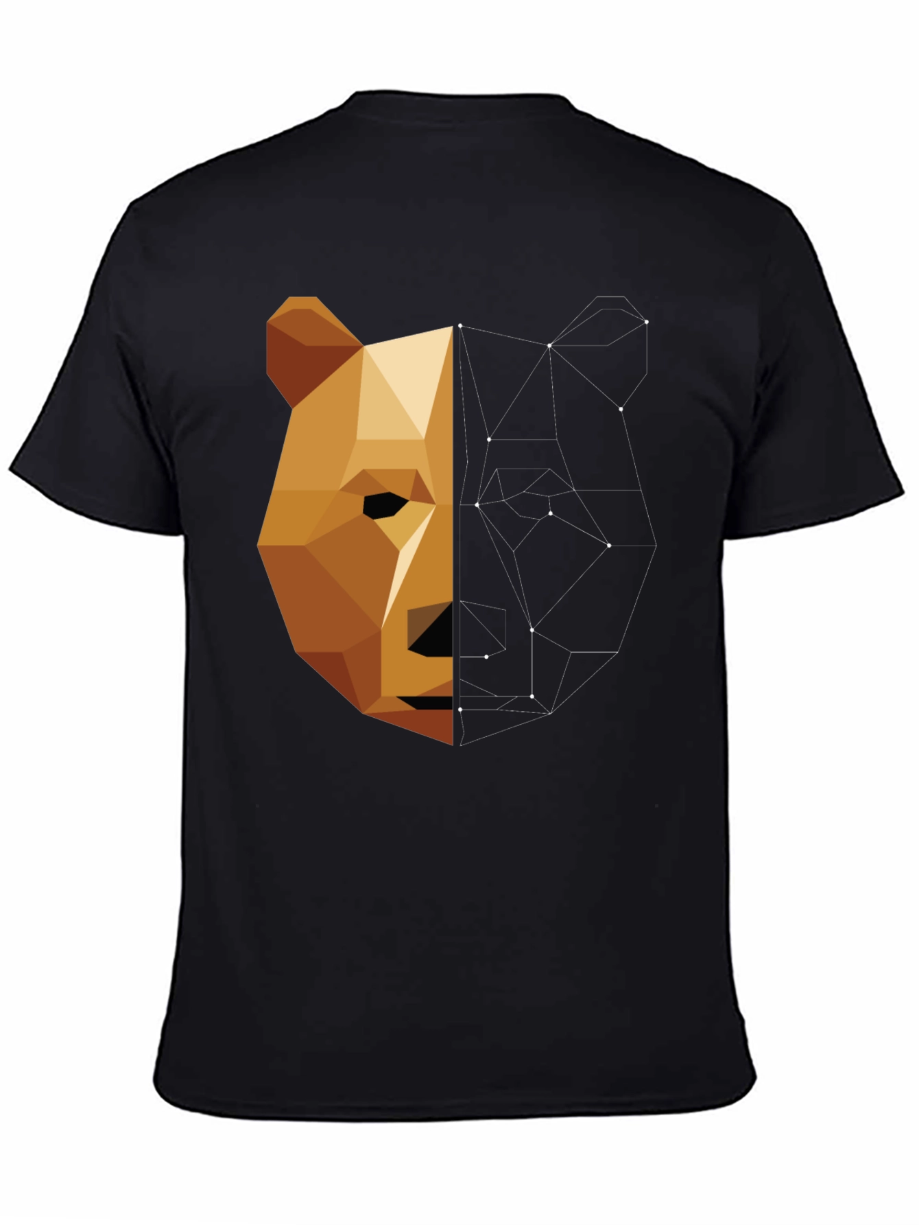 Black Geometric Bear Graphic Tee - Men's Black T-Shirt view 4