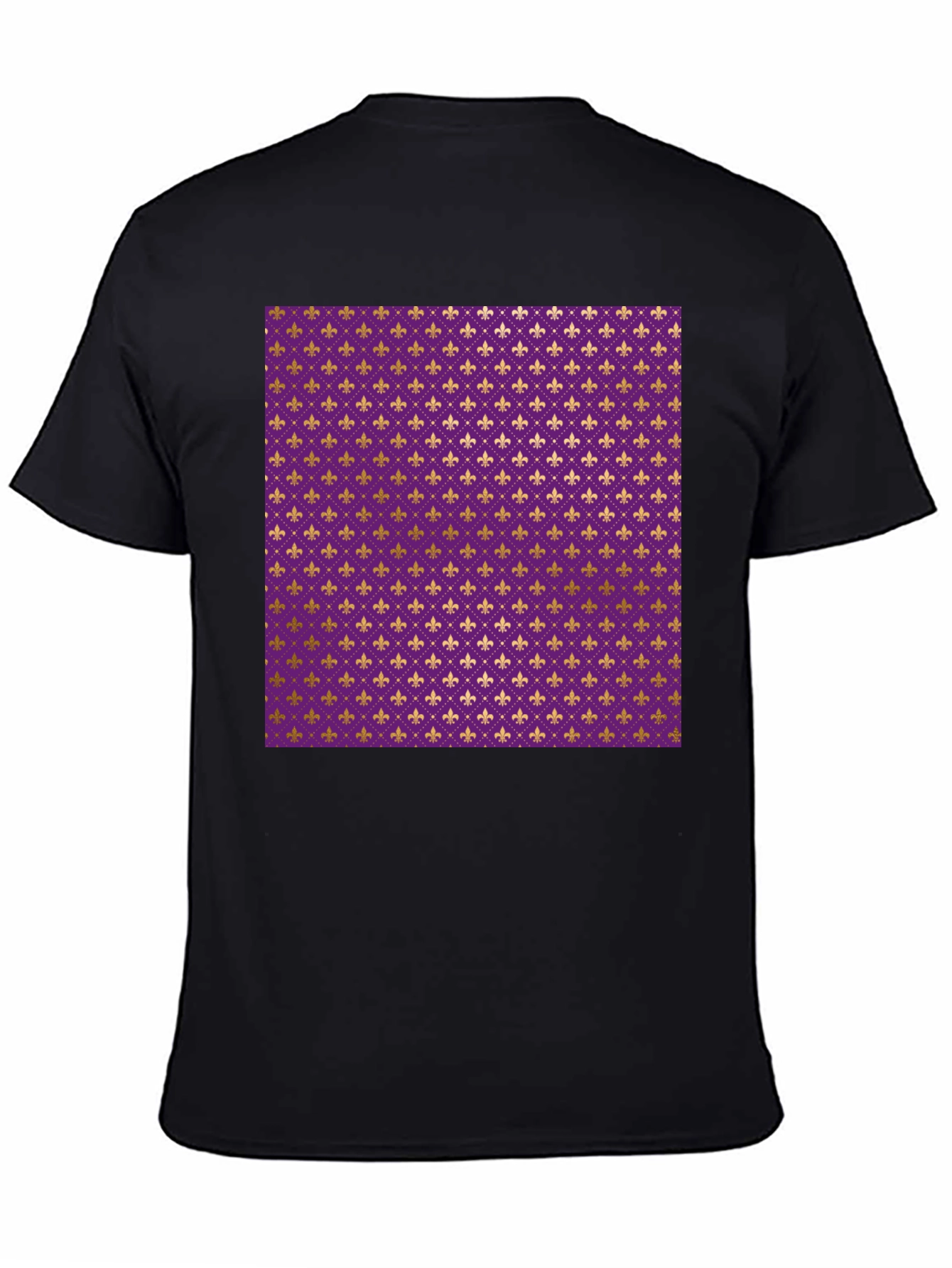 Black Fleur-de-lis Pattern T-Shirt view 4